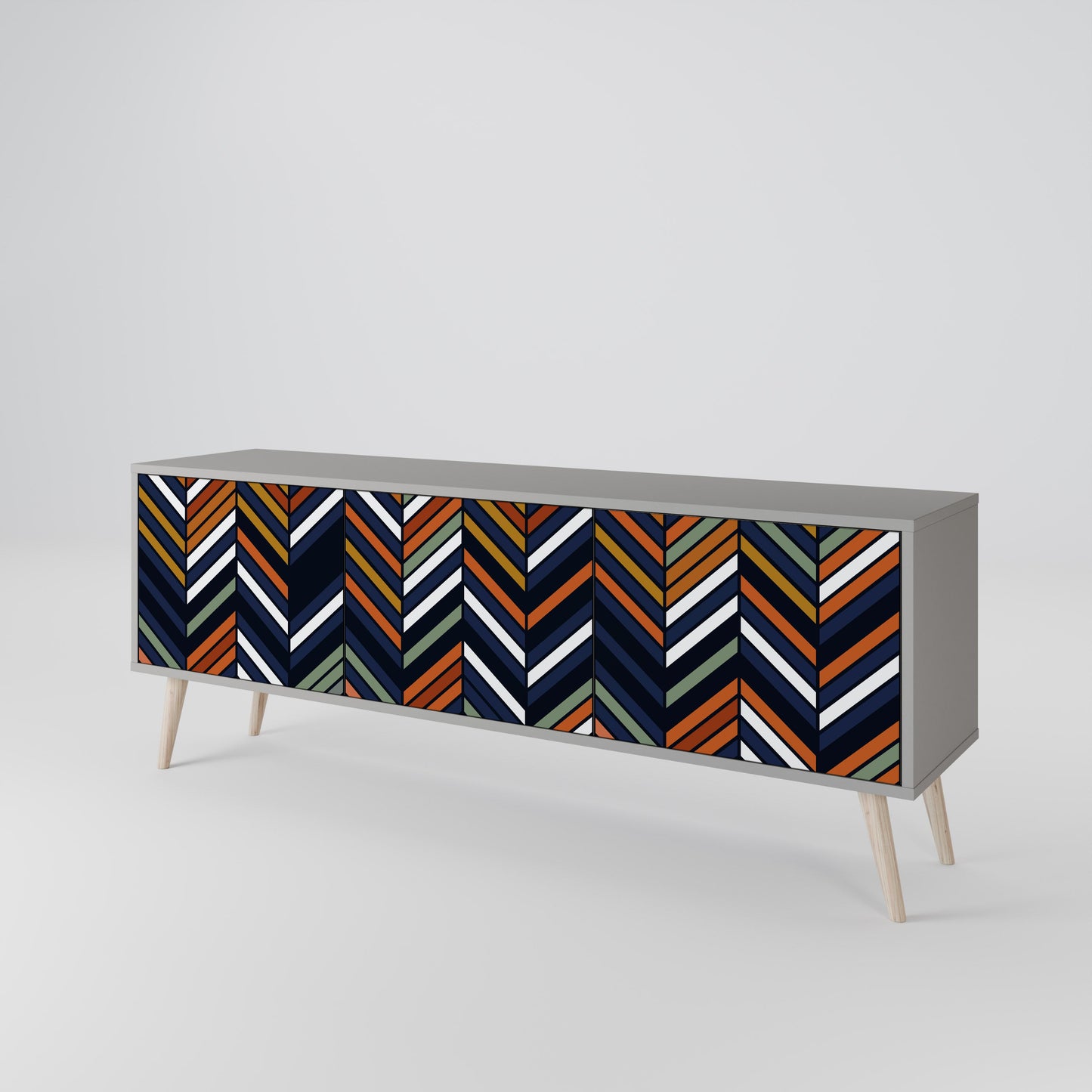 Mobile TV a 3 ante VIBRANT PATCHWORK in finitura grigia