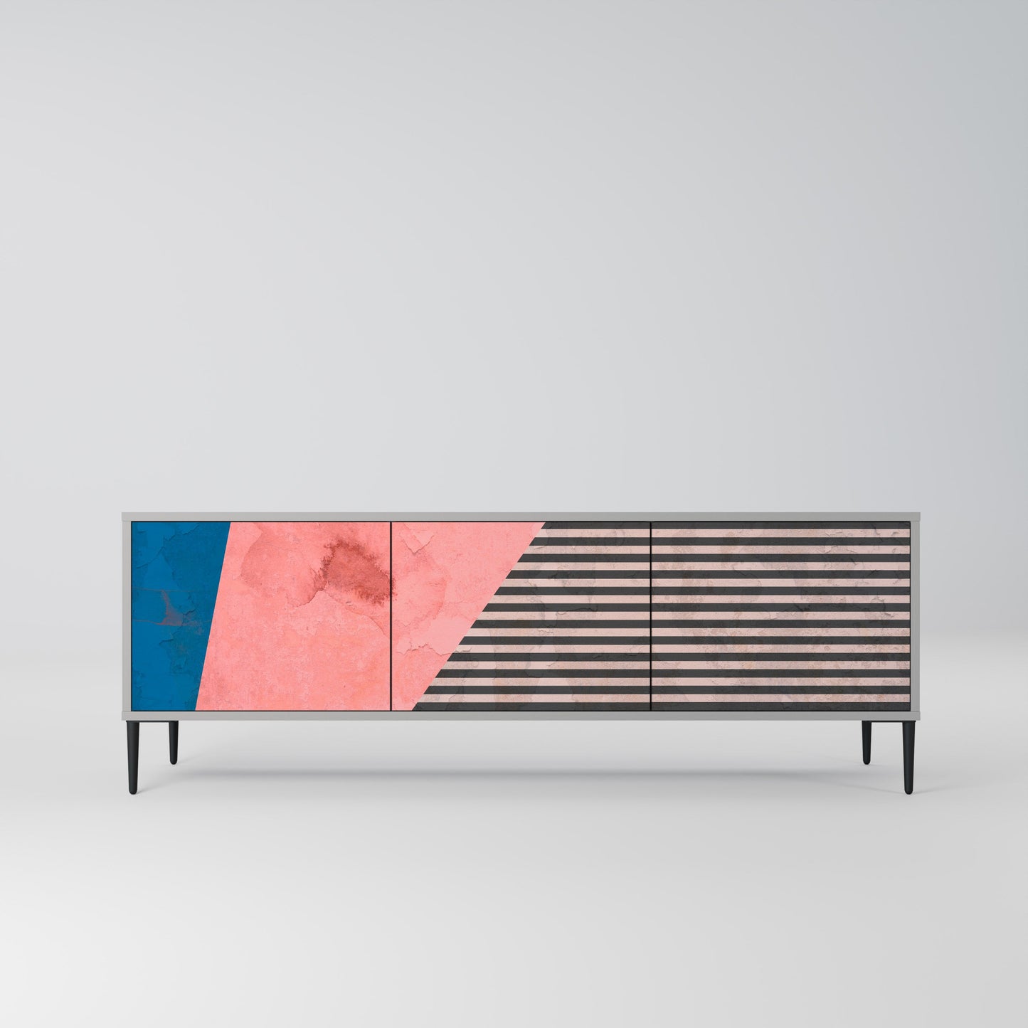 Mobile TV GLAMOROUS STRIPE a 3 ante in finitura grigia