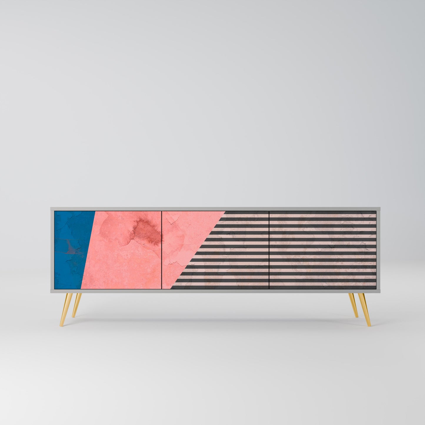 Mobile TV GLAMOROUS STRIPE a 3 ante in finitura grigia