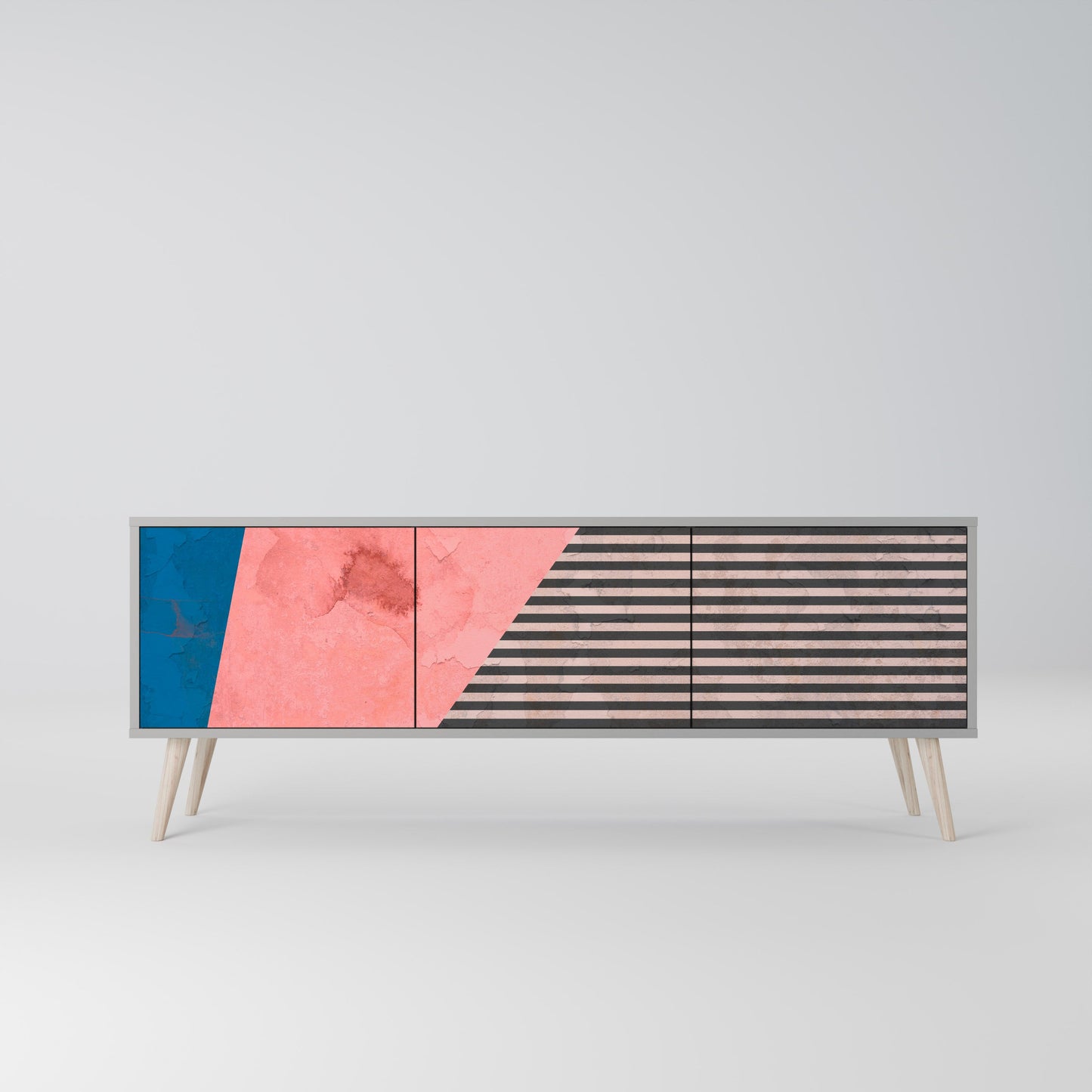 Mobile TV GLAMOROUS STRIPE a 3 ante in finitura grigia