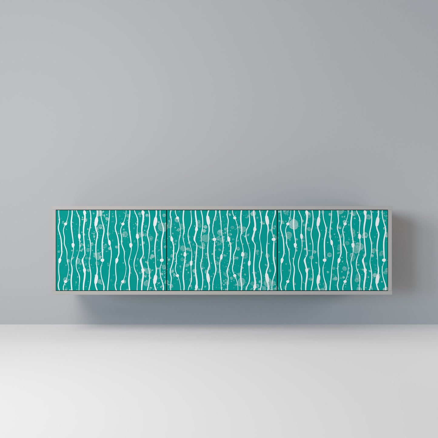 Mobile TV TURQUOISE RAIN a 3 ante con finitura grigia