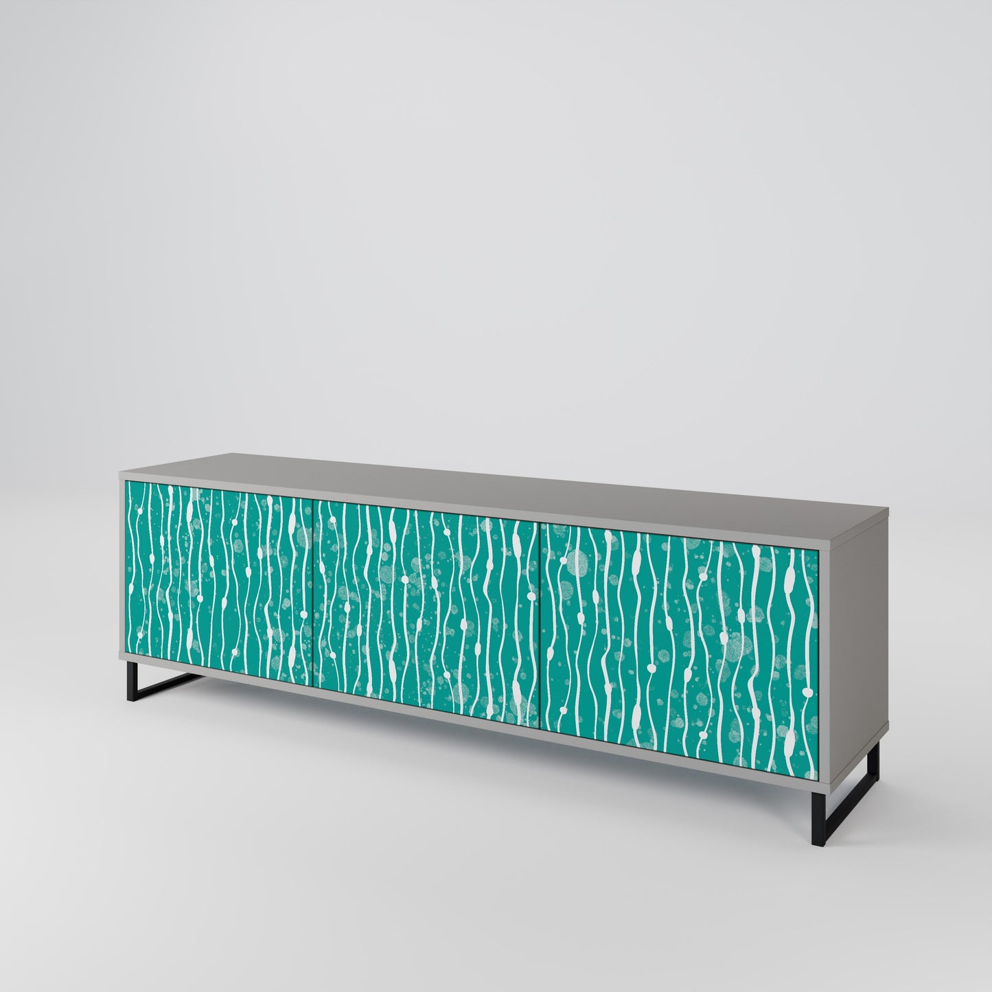 Mobile TV TURQUOISE RAIN a 3 ante con finitura grigia