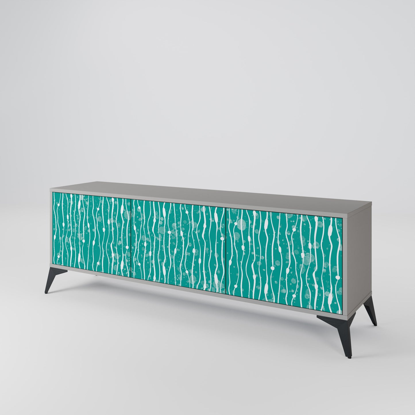 Mobile TV TURQUOISE RAIN a 3 ante con finitura grigia
