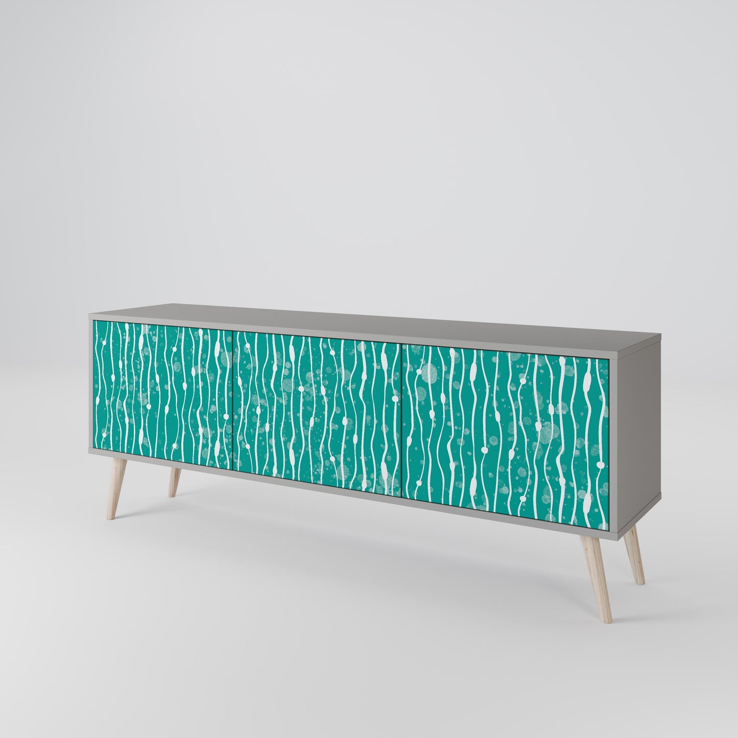 Mobile TV TURQUOISE RAIN a 3 ante con finitura grigia
