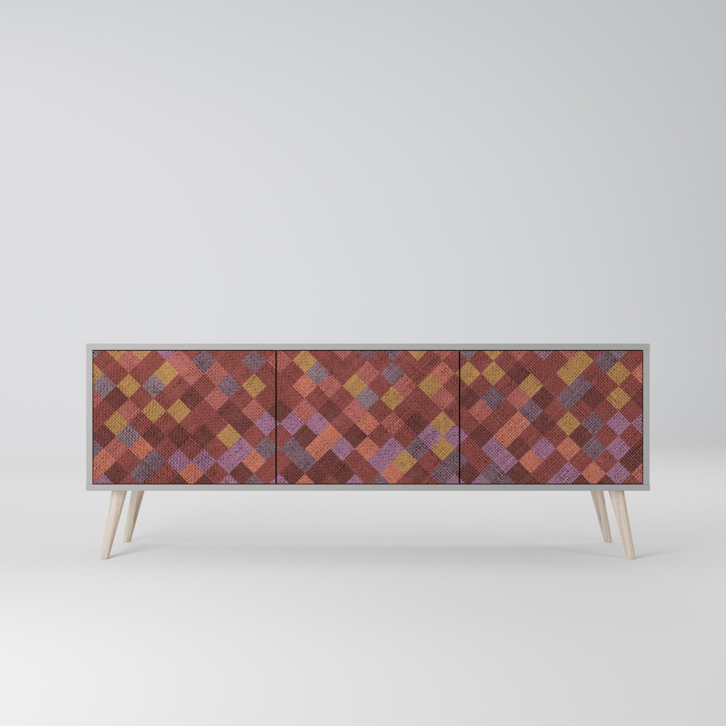 Mobile TV a 3 ante PAINTED SQUARES in finitura grigia