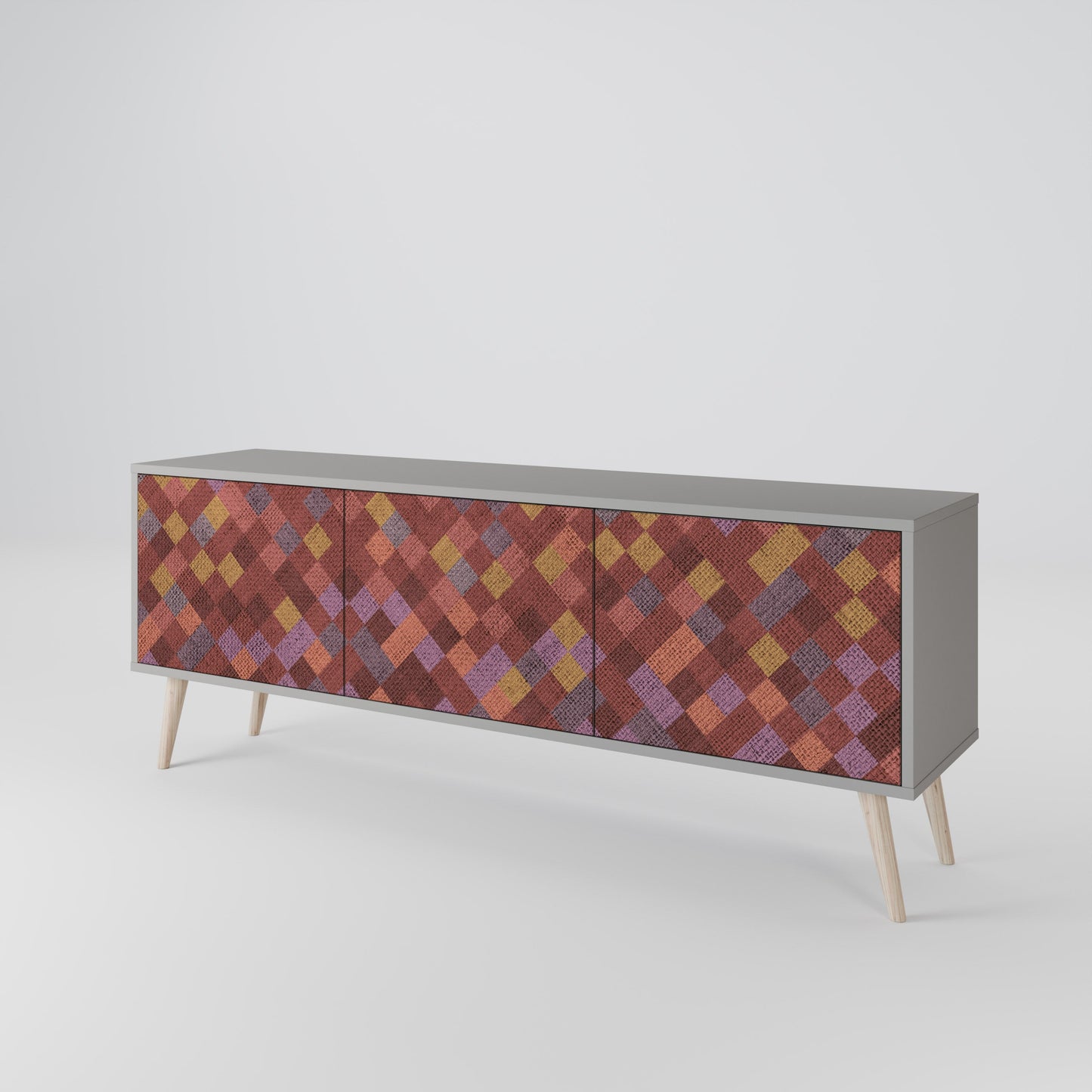 Mobile TV a 3 ante PAINTED SQUARES in finitura grigia