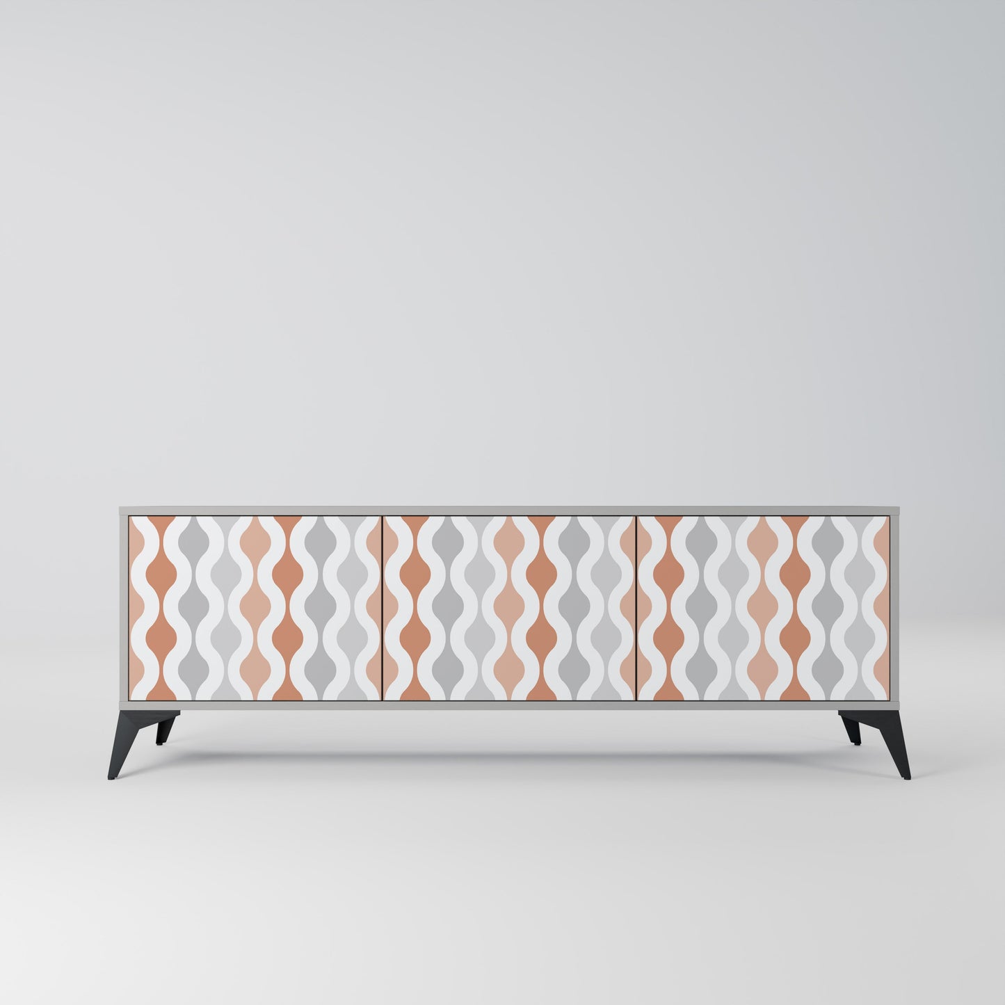 HAZY NOSTALGIA 3-Door TV Stand in Grey Finish