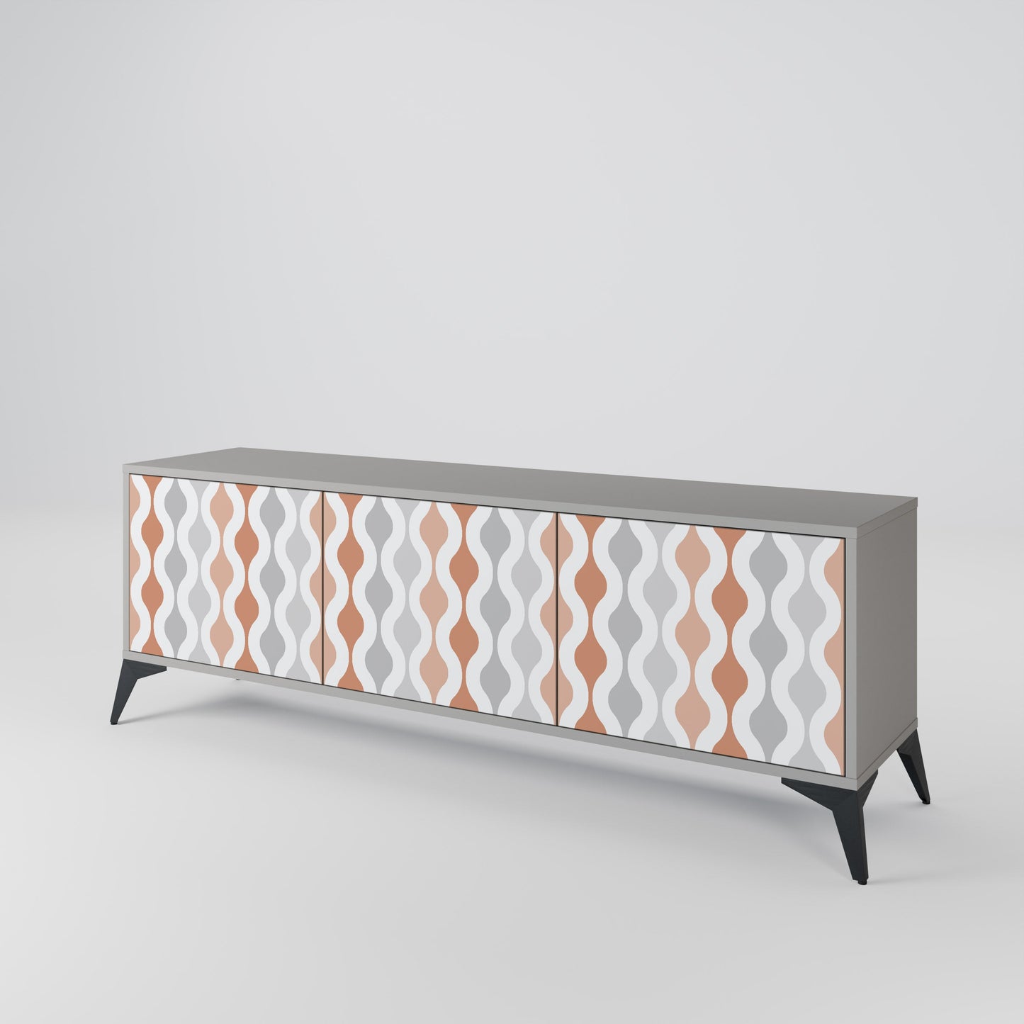 HAZY NOSTALGIA 3-Door TV Stand in Grey Finish