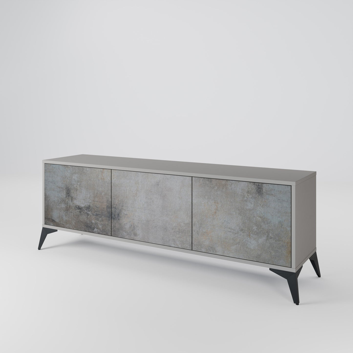 Mobile TV a 3 ante CONCRETE WALL in finitura grigia
