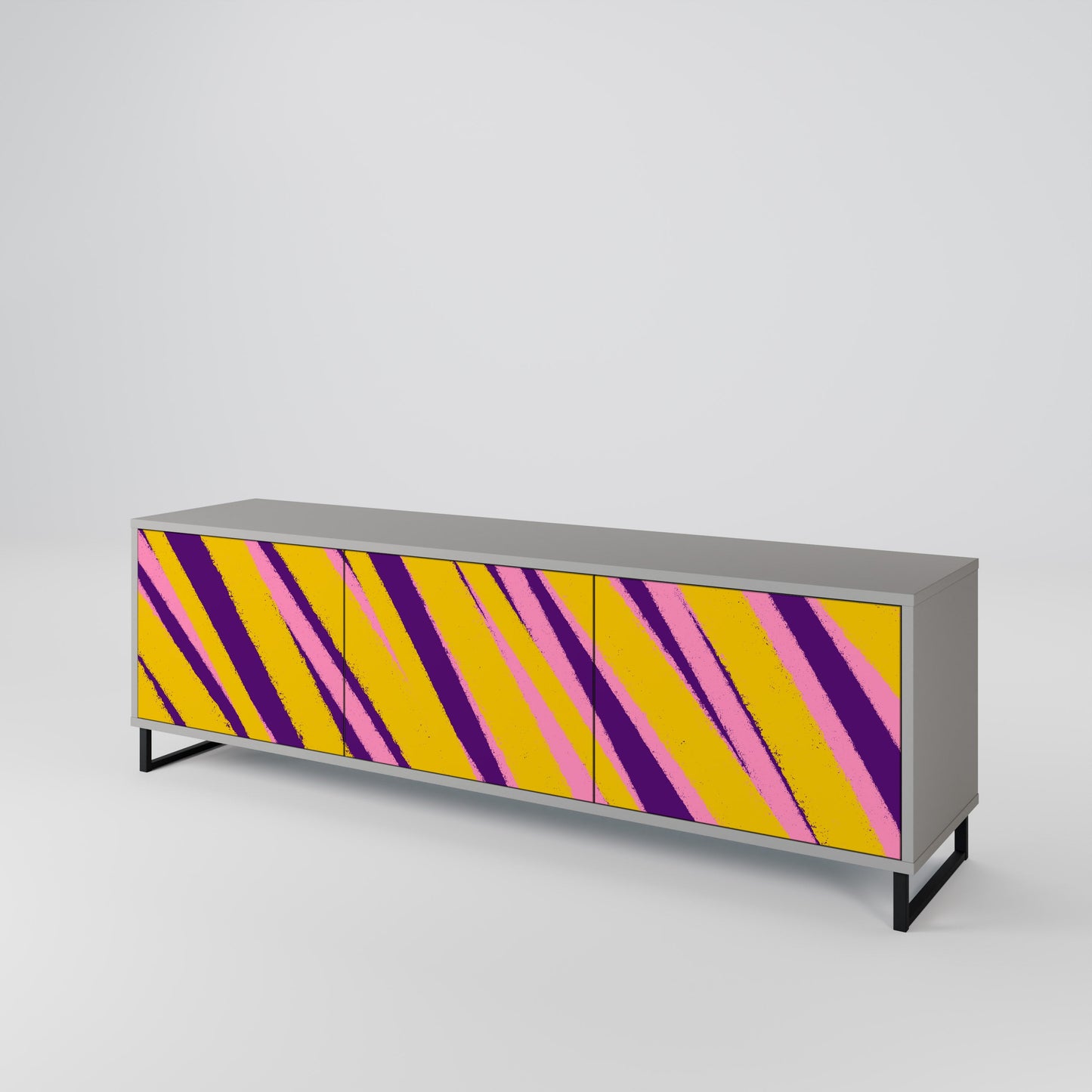 DREAMS COME TRUE 3-Door TV Stand in Grey Finish