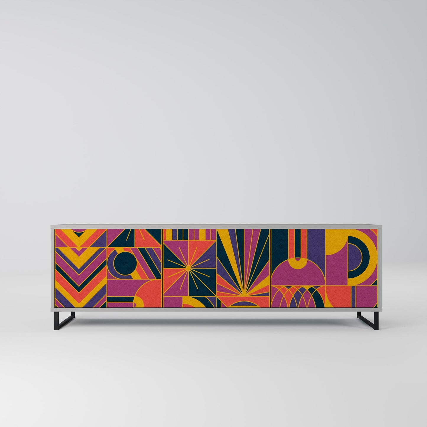 ELECTRIC PATTERNS 3-Door TV Stand in Grey Finish