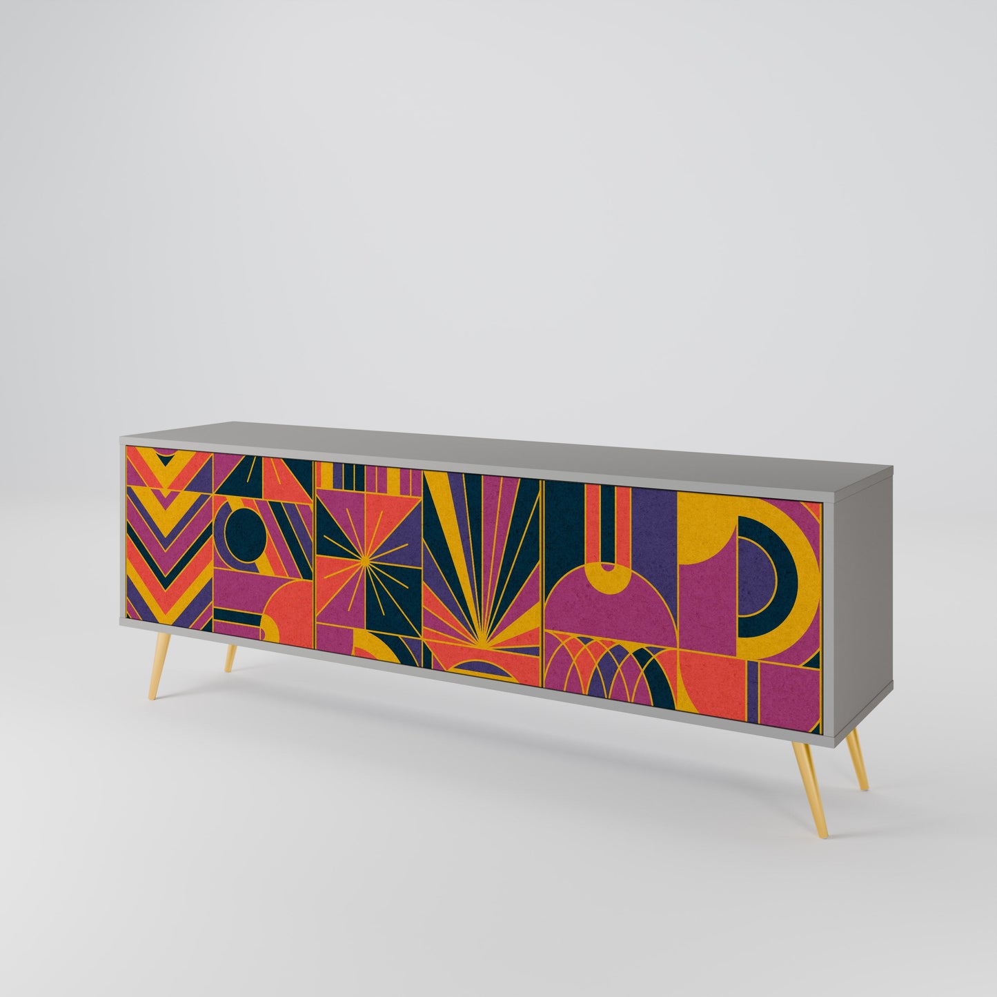 ELECTRIC PATTERNS 3-Door TV Stand in Grey Finish