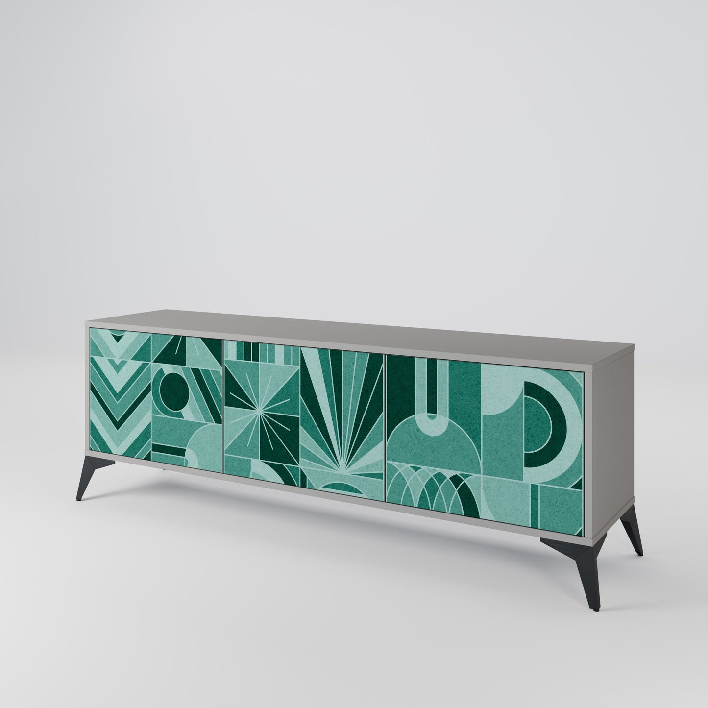 HARMONIC GRID 3-Door TV Stand in Grey Finish