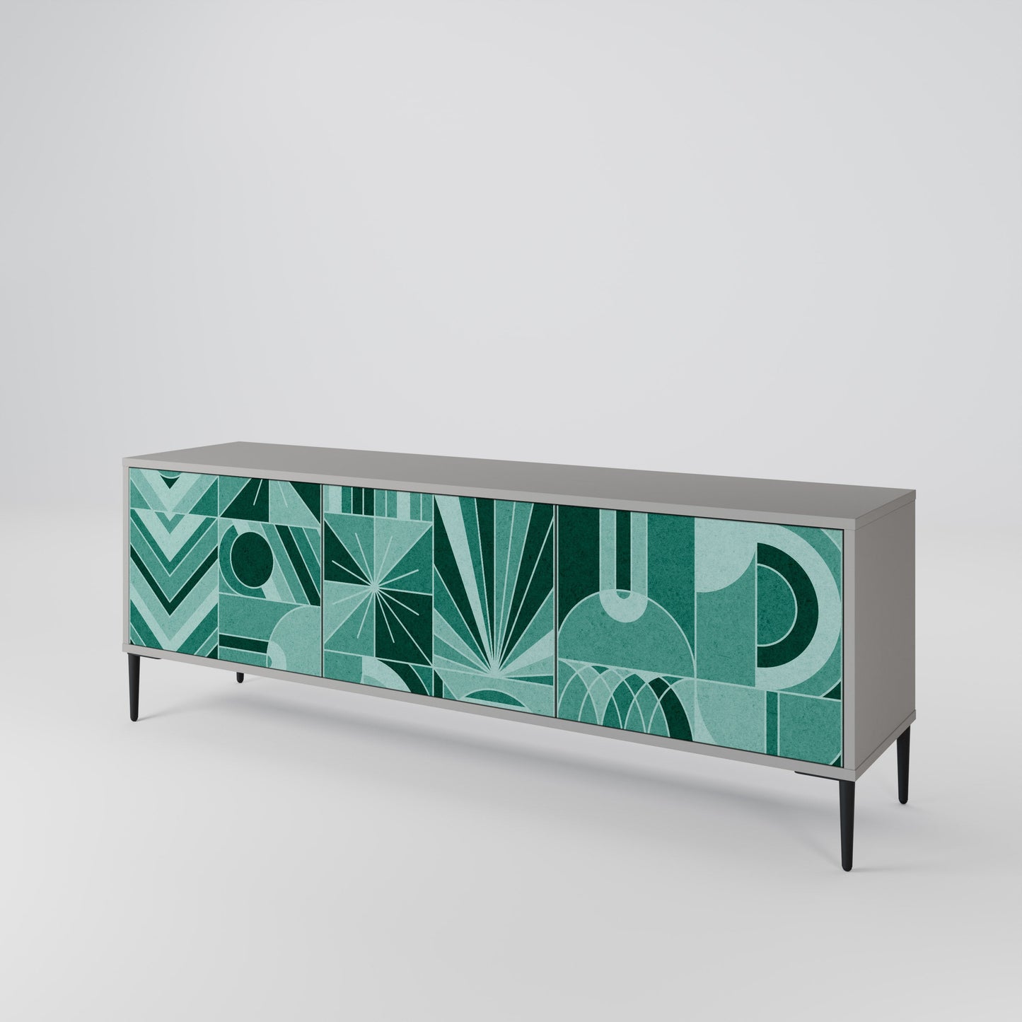 HARMONIC GRID 3-Door TV Stand in Grey Finish
