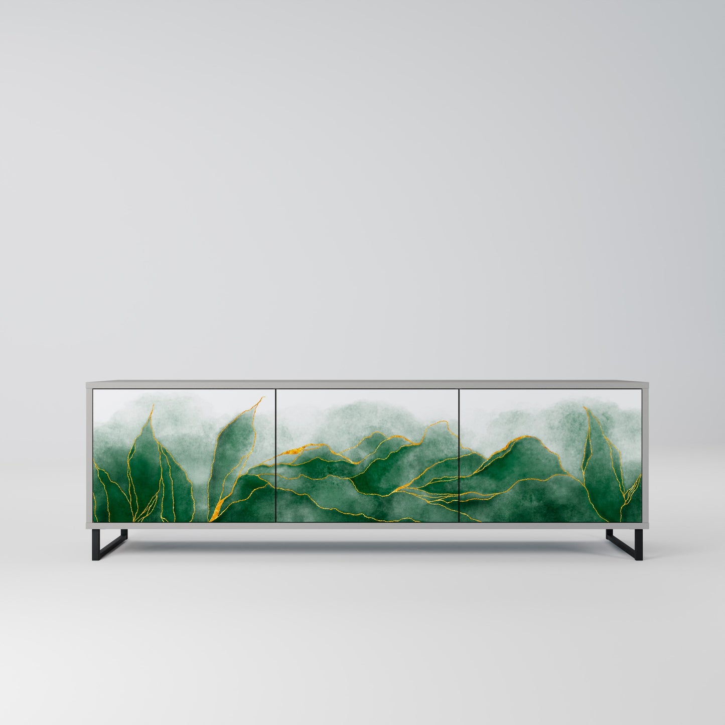 EXPENSIVE NATURE 3-Door TV Stand in Grey Finish