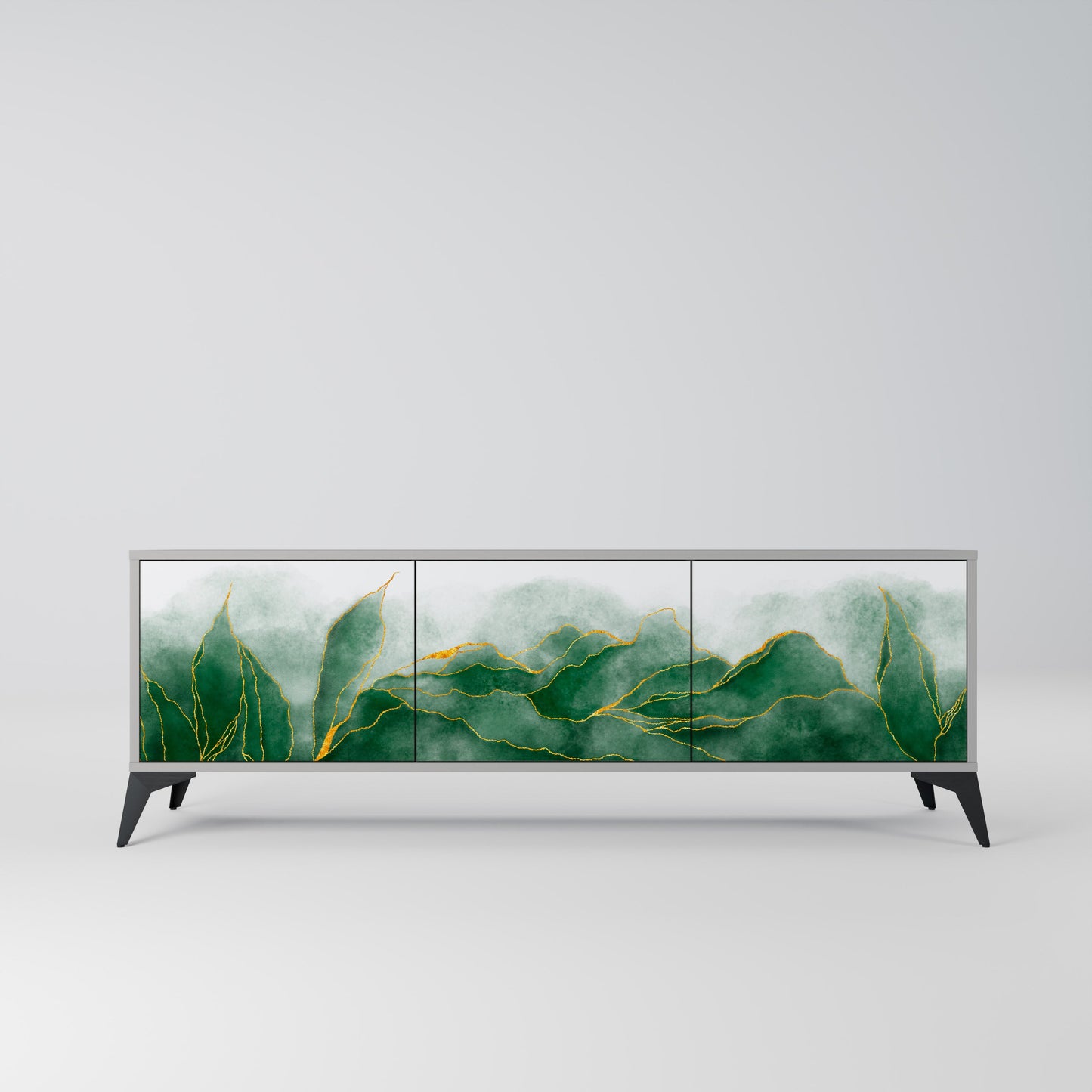 EXPENSIVE NATURE 3-Door TV Stand in Grey Finish