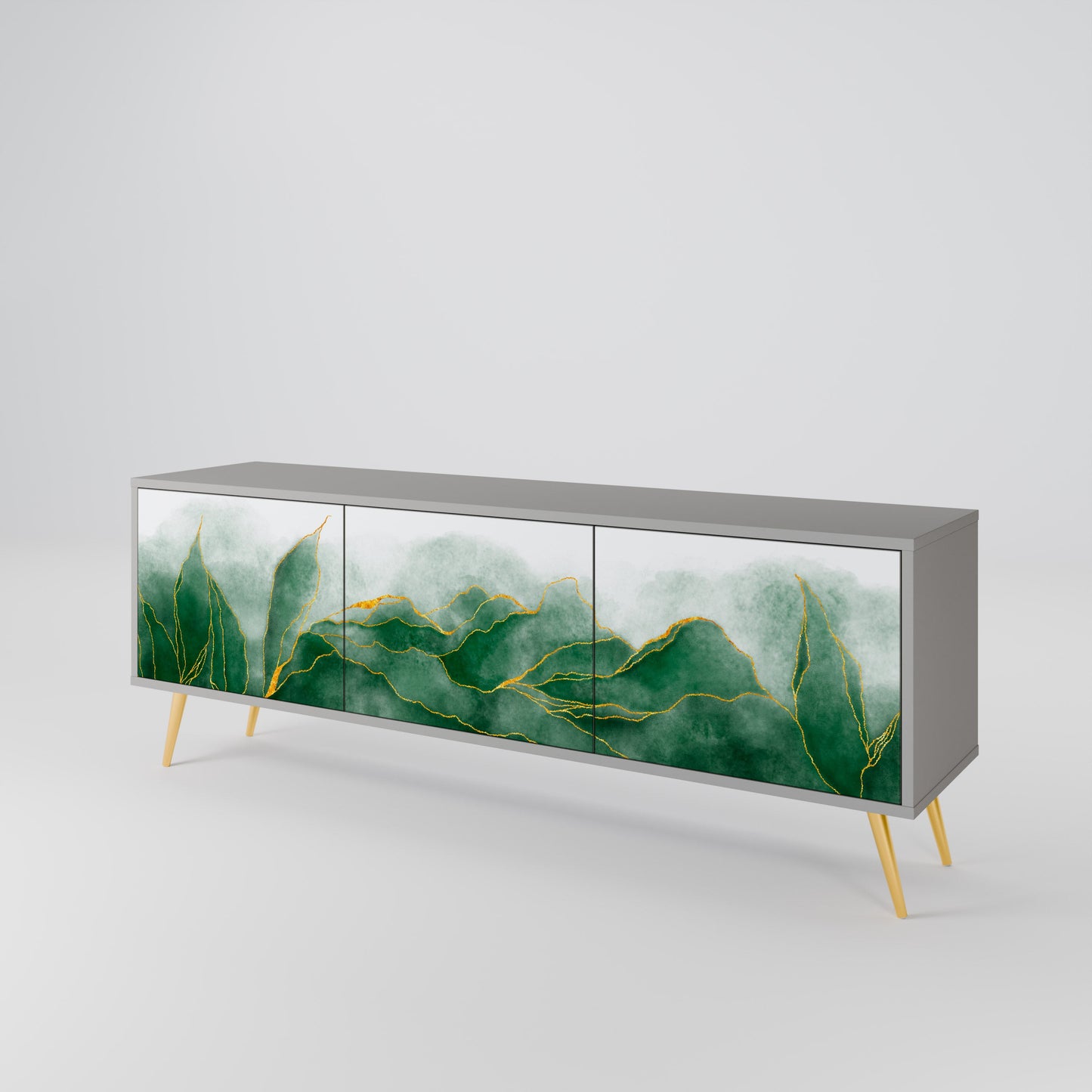EXPENSIVE NATURE 3-Door TV Stand in Grey Finish