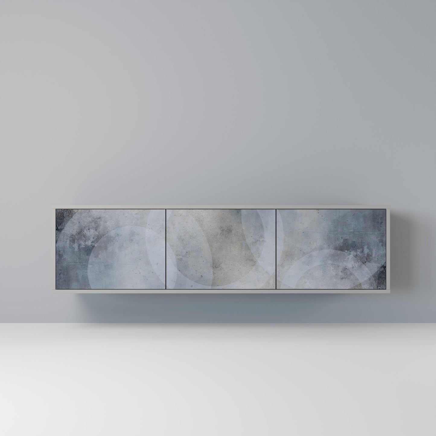 MUTED ARC 3-Door TV Stand in Grey Finish