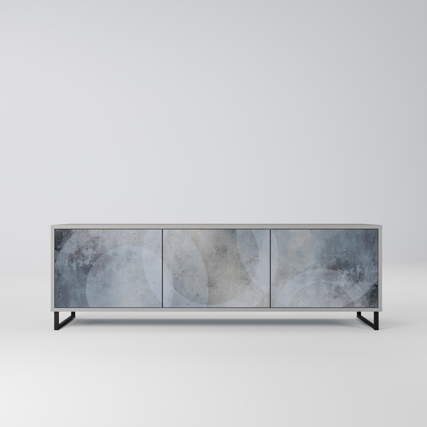 MUTED ARC 3-Door TV Stand in Grey Finish