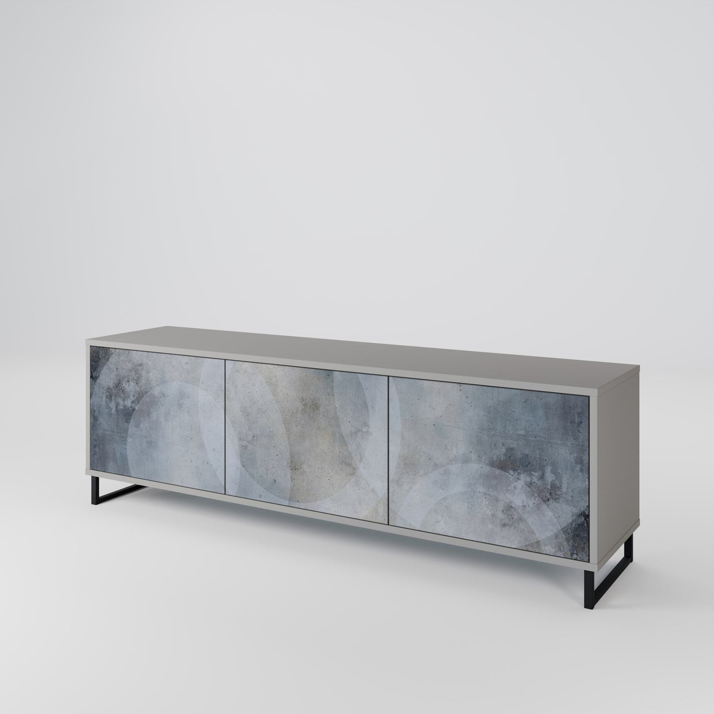 MUTED ARC 3-Door TV Stand in Grey Finish