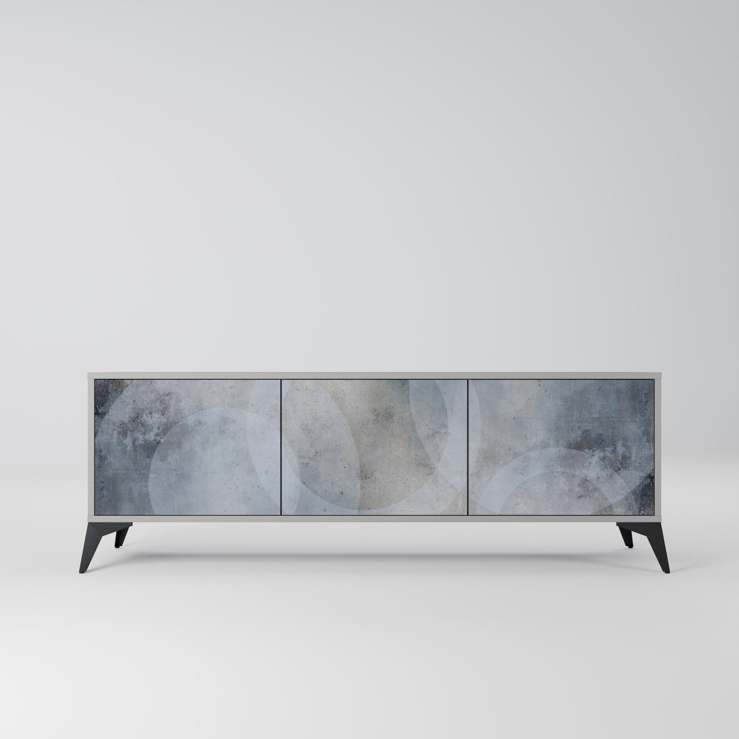 MUTED ARC 3-Door TV Stand in Grey Finish