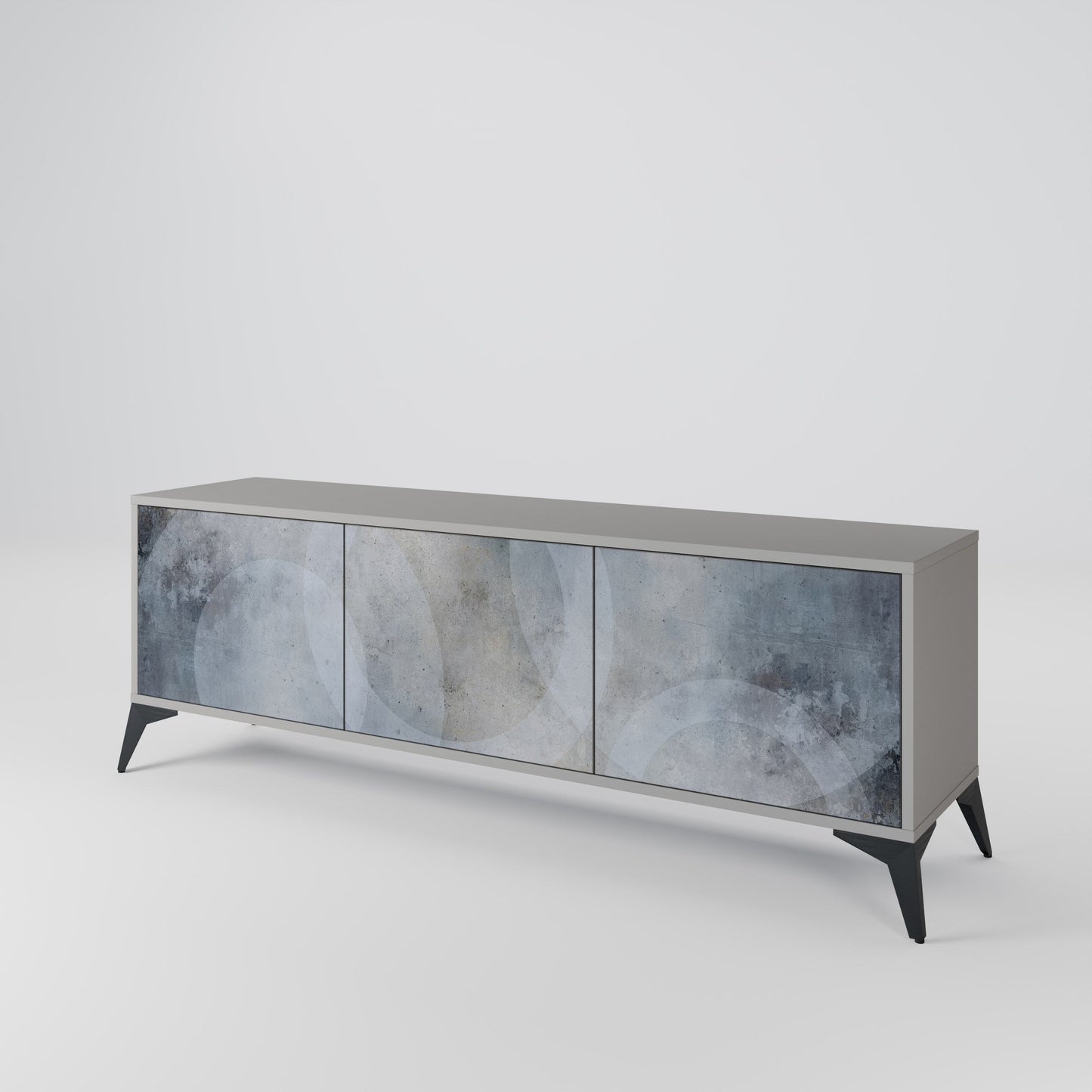 MUTED ARC 3-Door TV Stand in Grey Finish