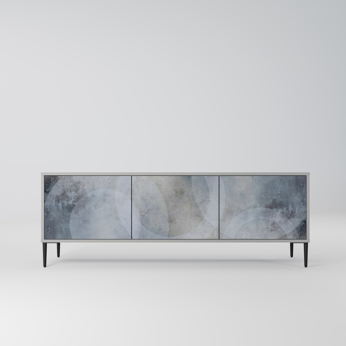 MUTED ARC 3-Door TV Stand in Grey Finish
