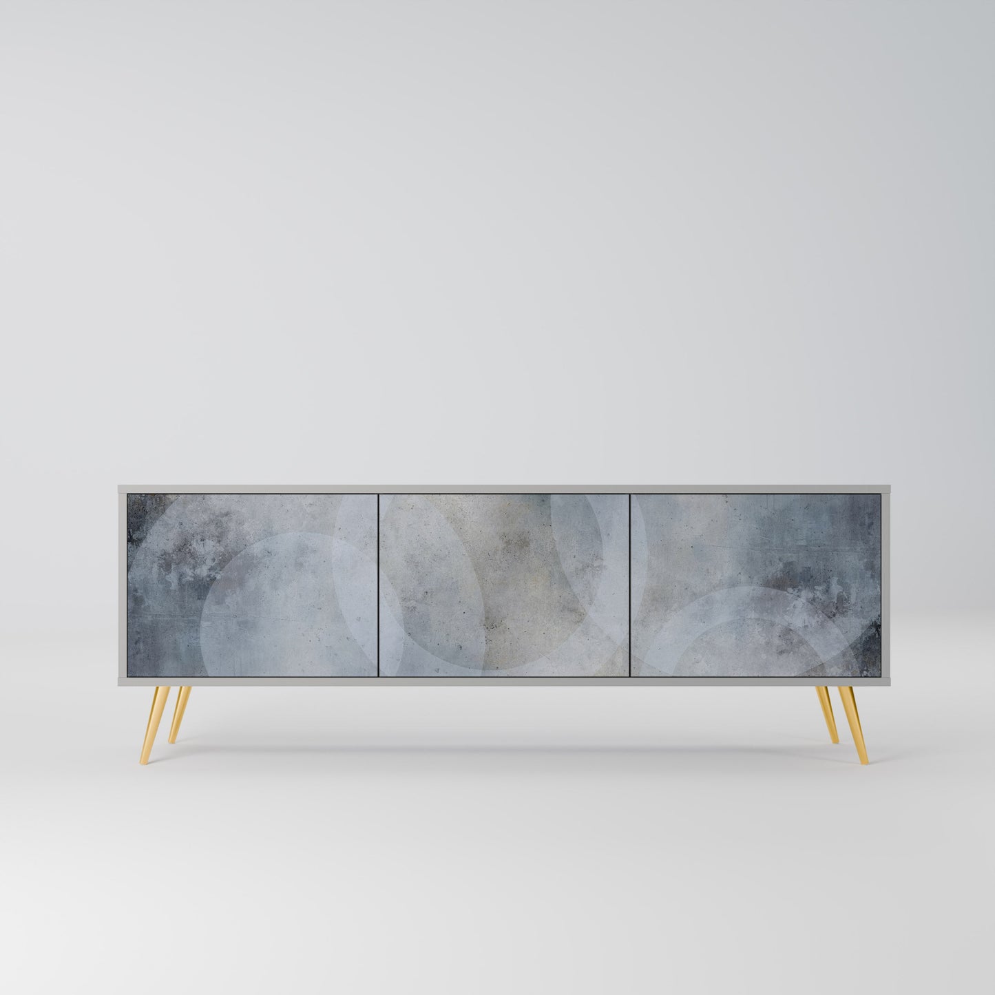 MUTED ARC 3-Door TV Stand in Grey Finish