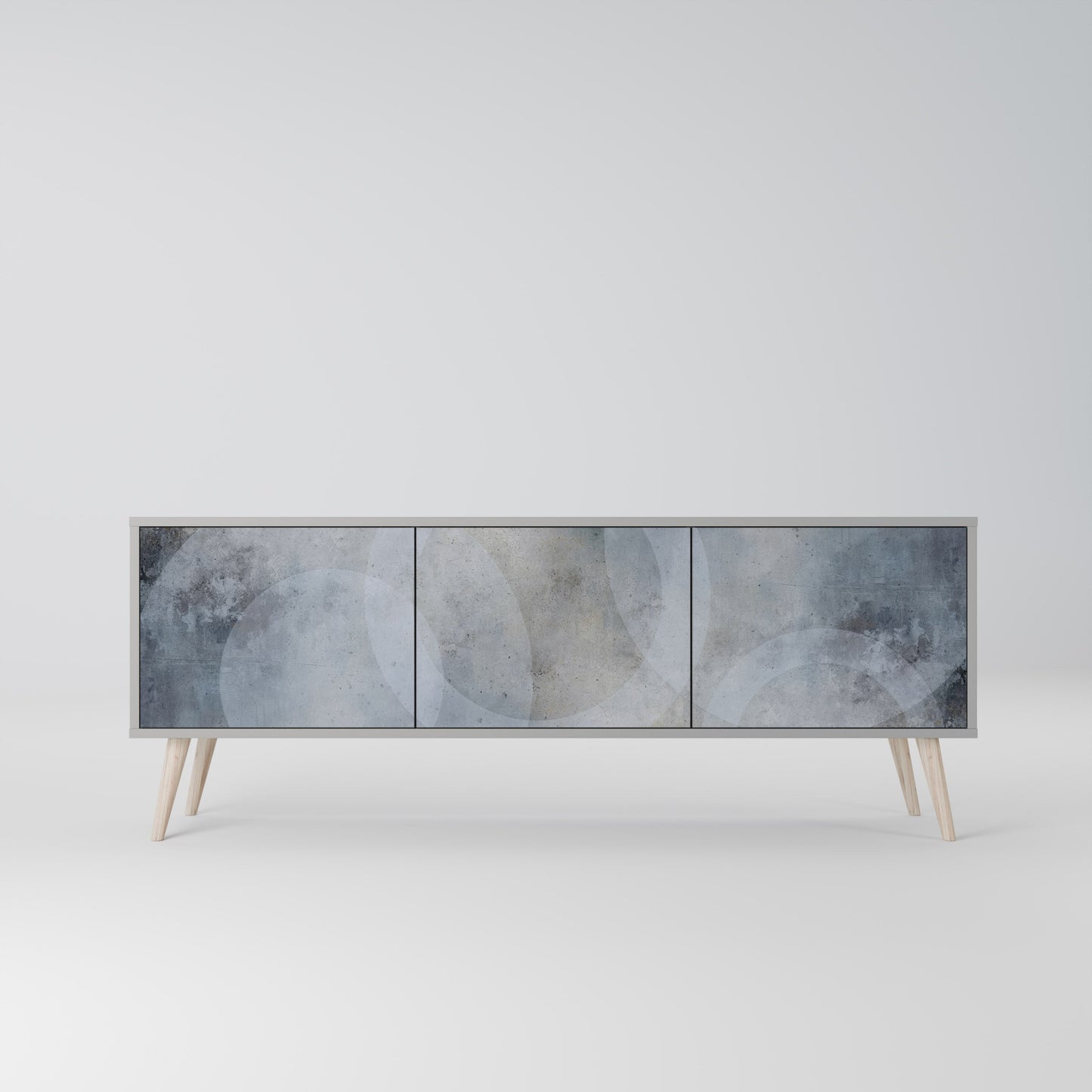 MUTED ARC 3-Door TV Stand in Grey Finish