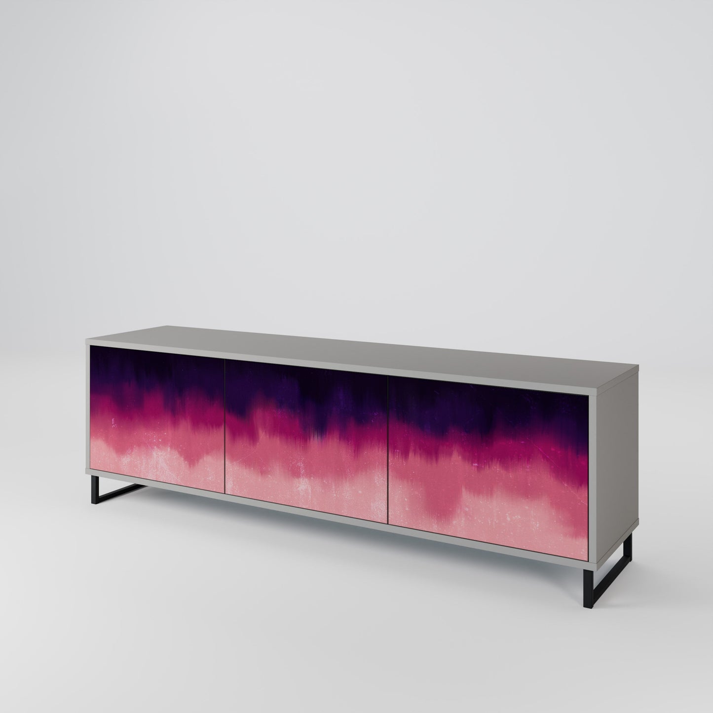 AURORA BOREALIS 3-Door TV Stand in Grey Finish
