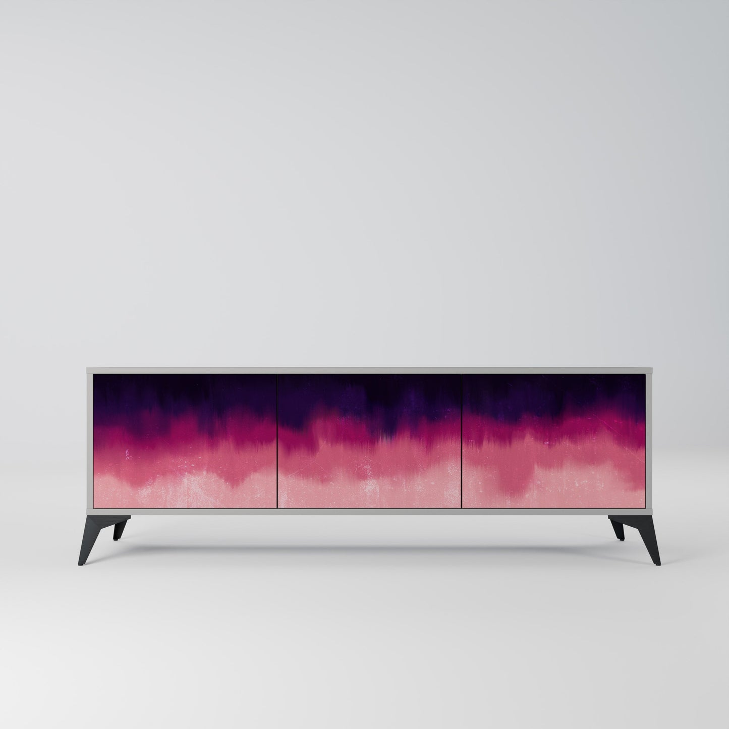 AURORA BOREALIS 3-Door TV Stand in Grey Finish