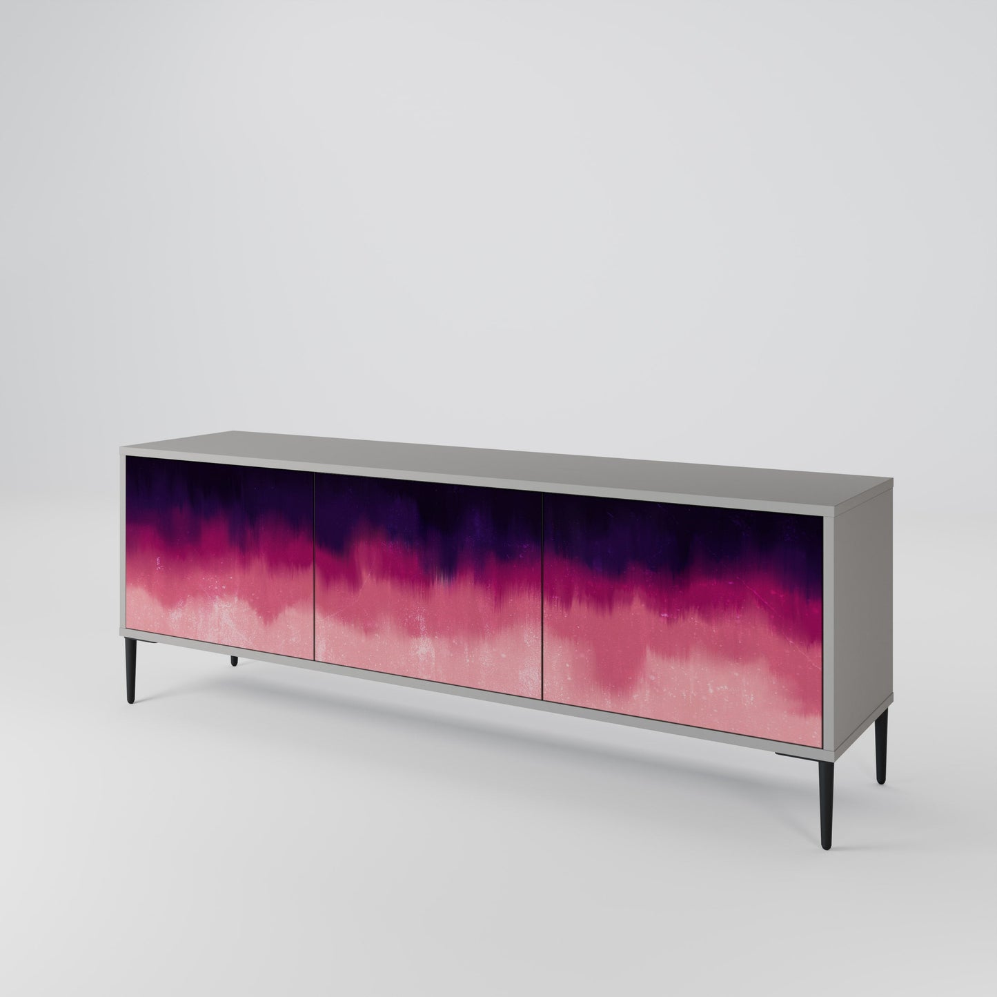 AURORA BOREALIS 3-Door TV Stand in Grey Finish
