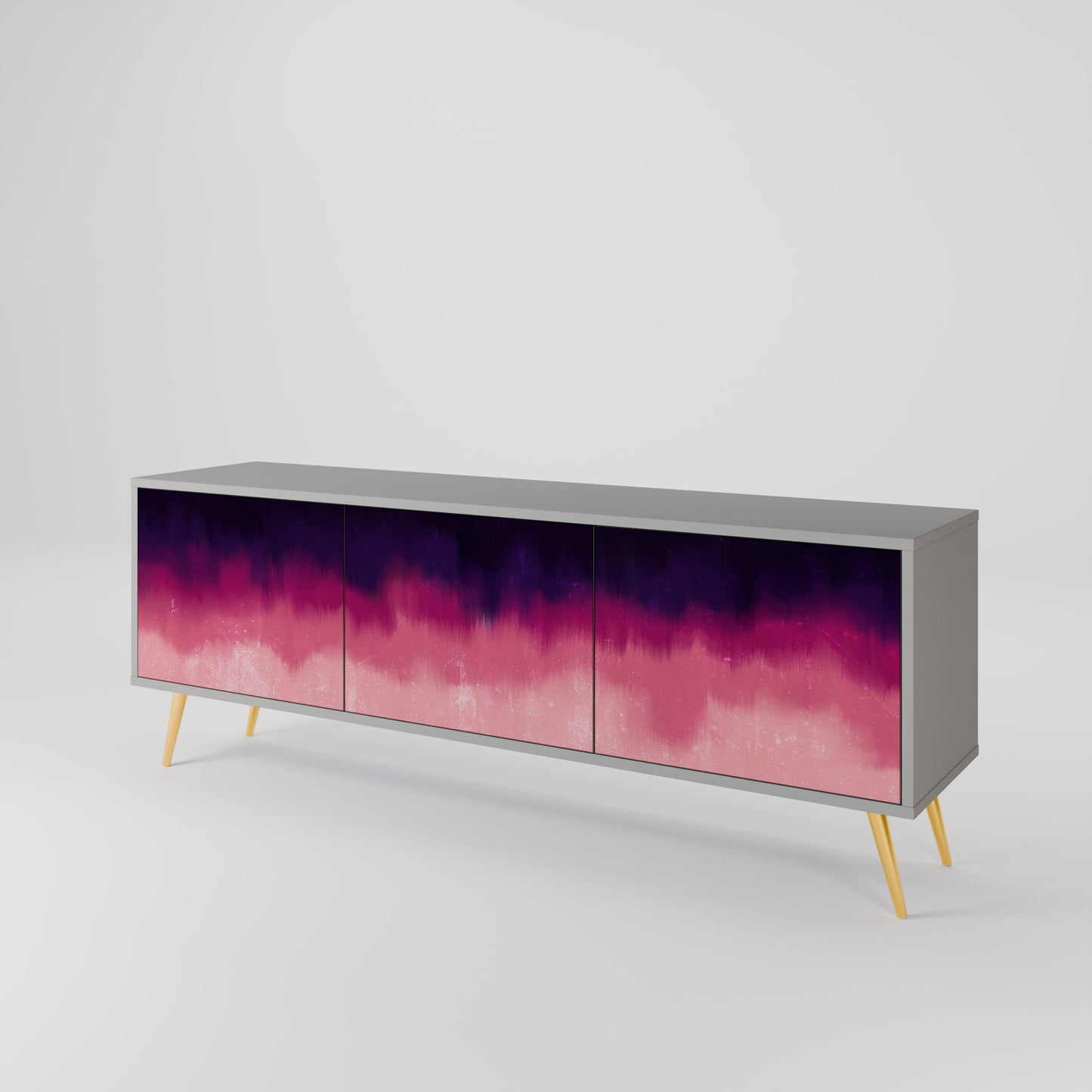 AURORA BOREALIS 3-Door TV Stand in Grey Finish