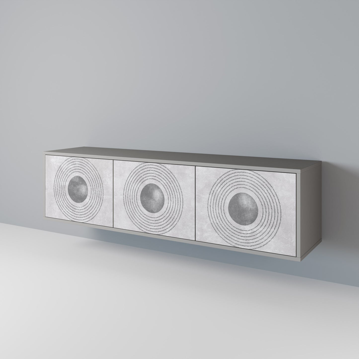 SOLID CIRCLES 3-Door TV Stand in Grey Finish
