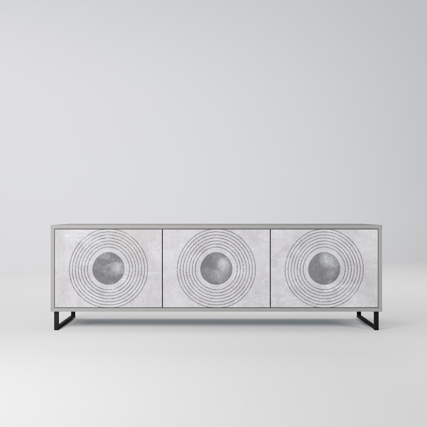 SOLID CIRCLES 3-Door TV Stand in Grey Finish