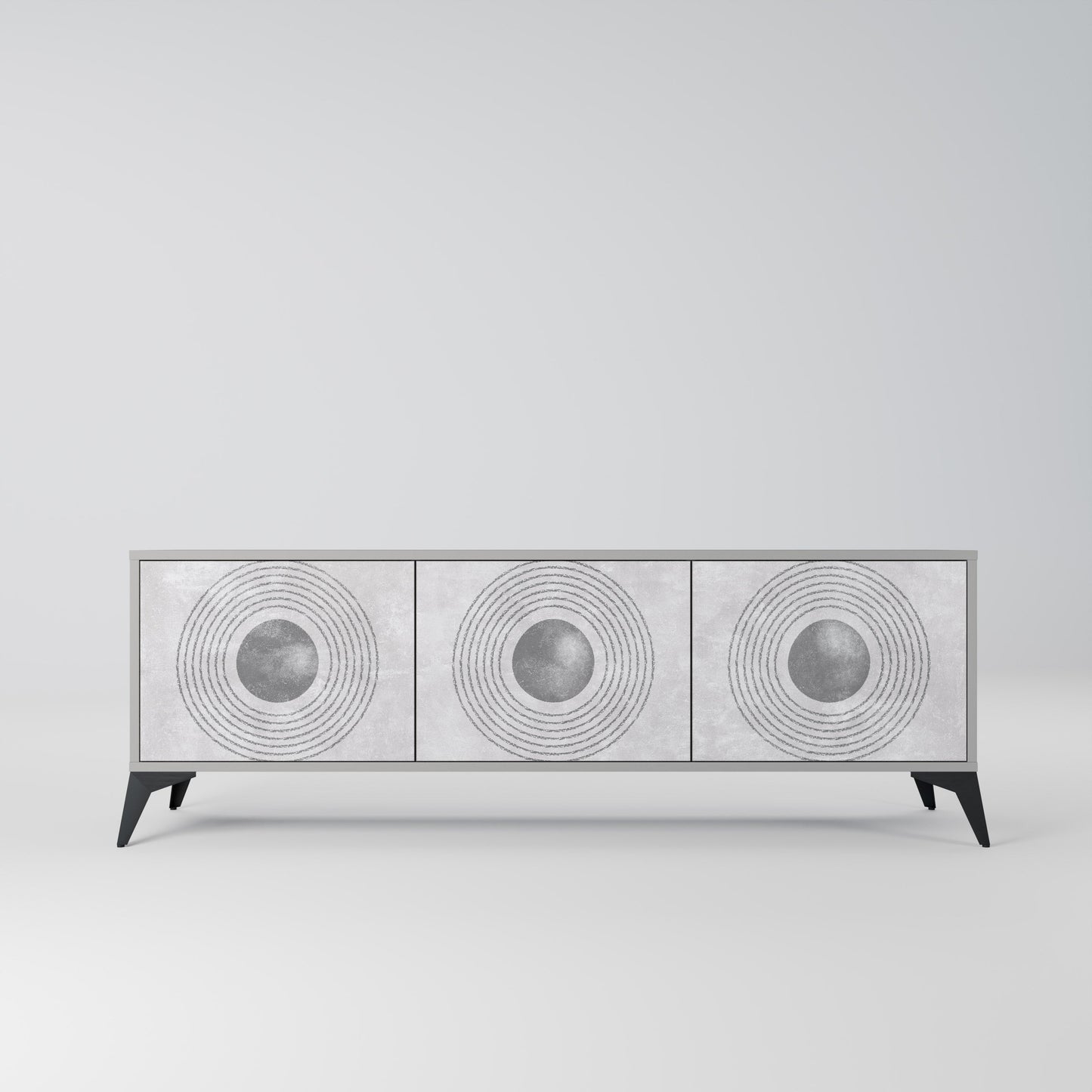 SOLID CIRCLES 3-Door TV Stand in Grey Finish
