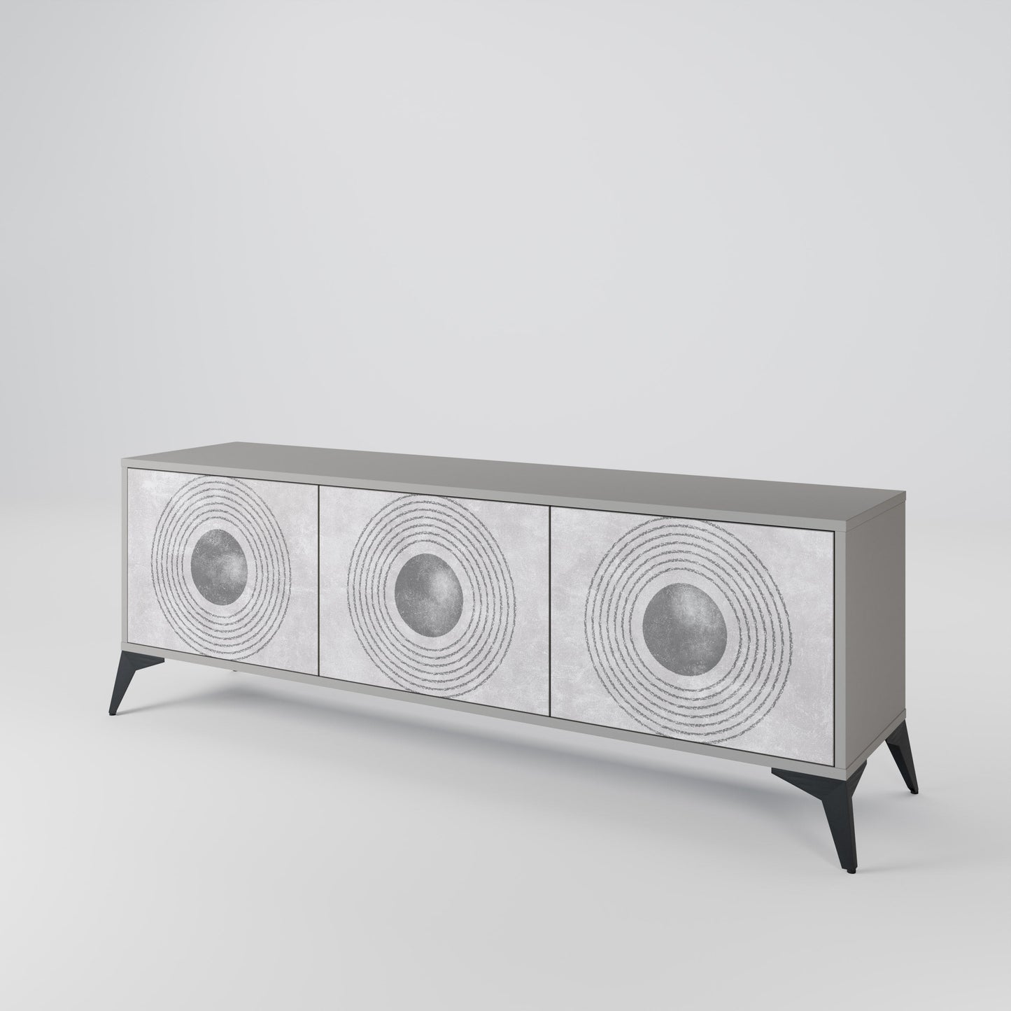 SOLID CIRCLES 3-Door TV Stand in Grey Finish