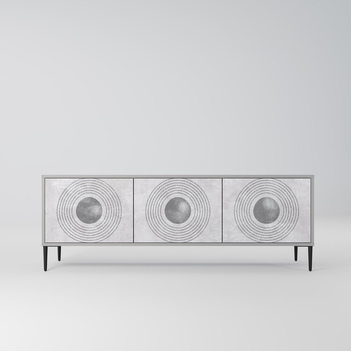 SOLID CIRCLES 3-Door TV Stand in Grey Finish