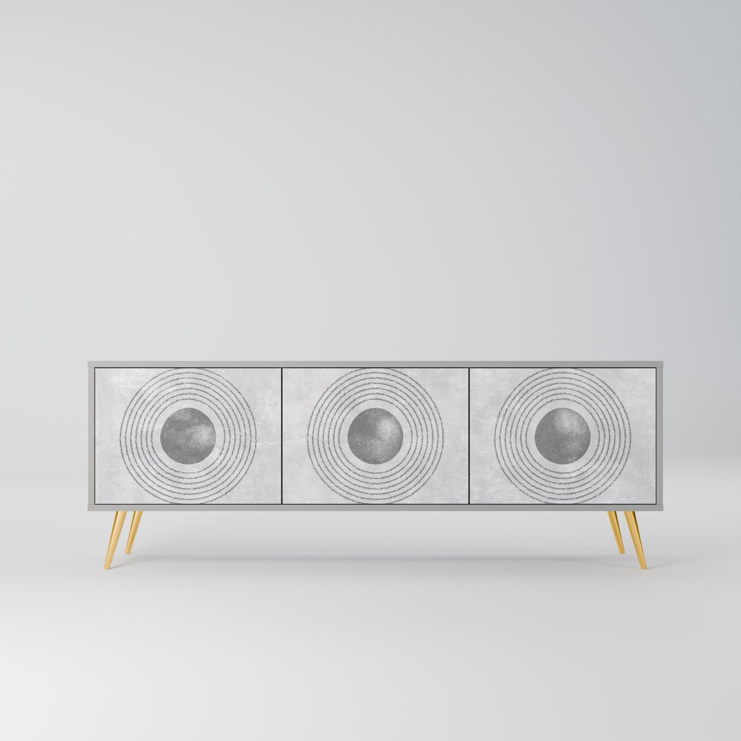 SOLID CIRCLES 3-Door TV Stand in Grey Finish
