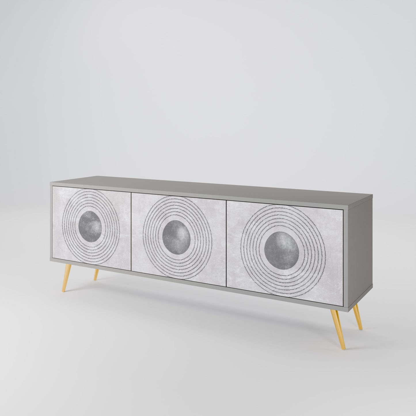SOLID CIRCLES 3-Door TV Stand in Grey Finish