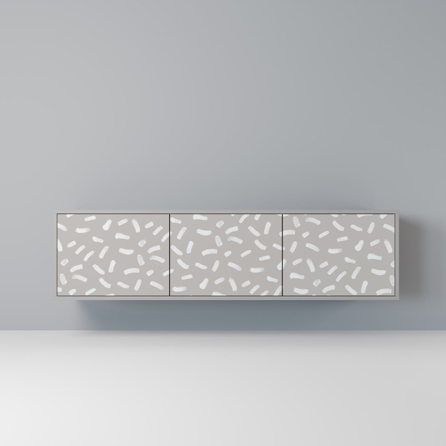 PASSING SECONDS 3-Door TV Stand in Grey Finish