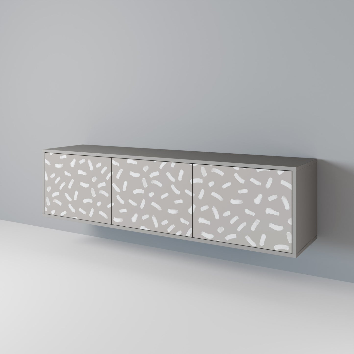 PASSING SECONDS 3-Door TV Stand in Grey Finish