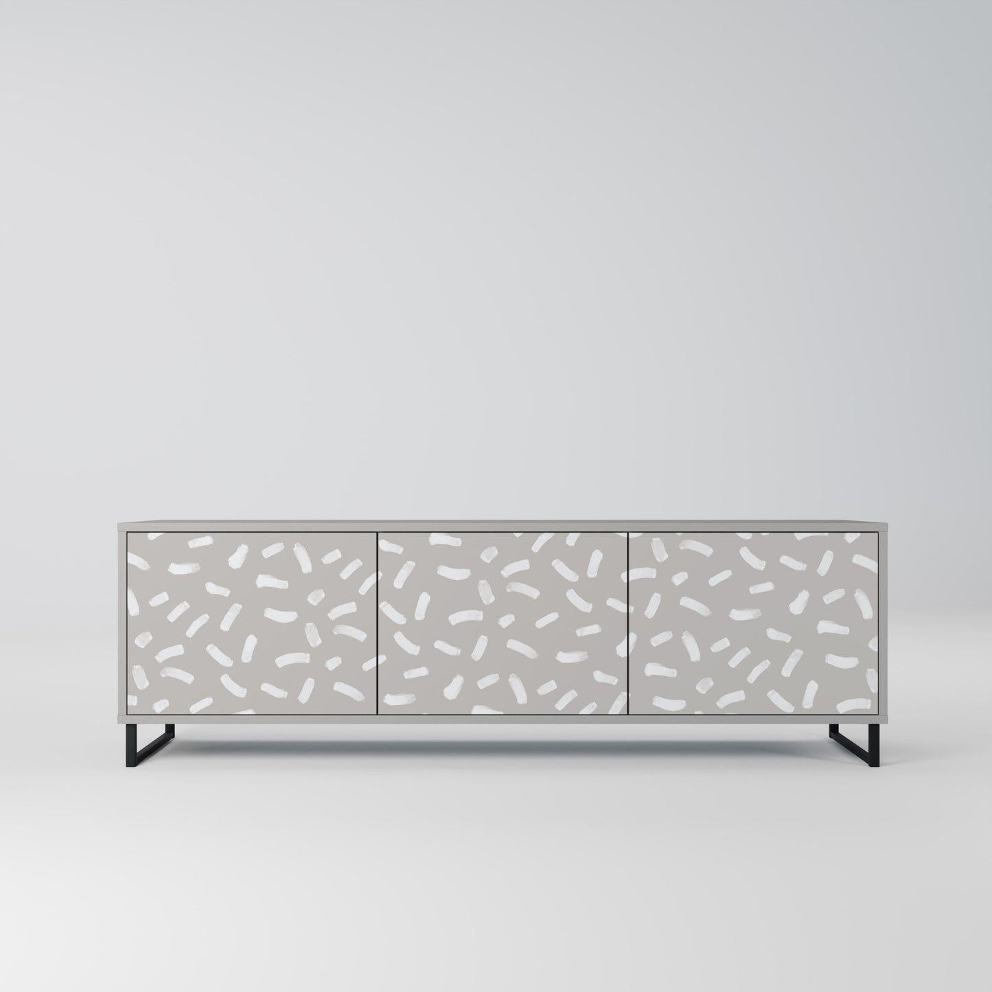 PASSING SECONDS 3-Door TV Stand in Grey Finish