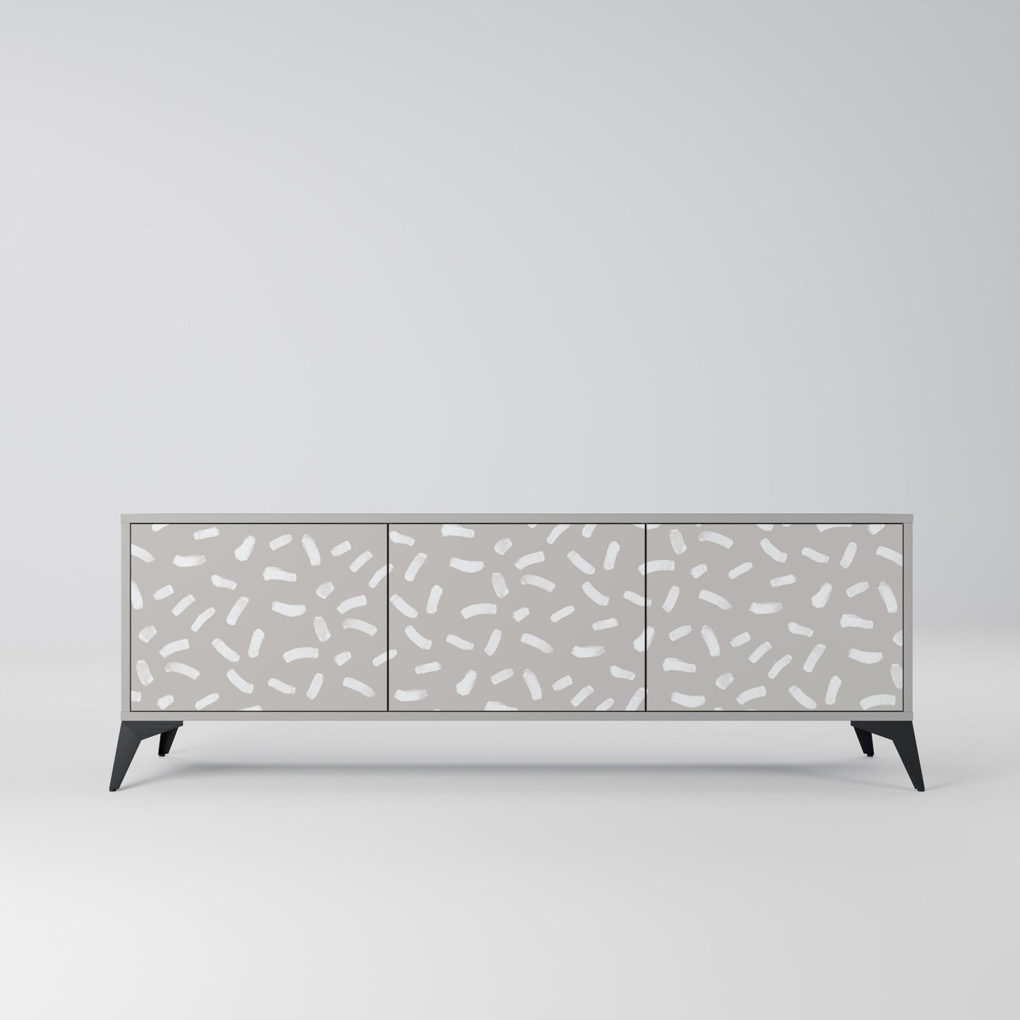 PASSING SECONDS 3-Door TV Stand in Grey Finish