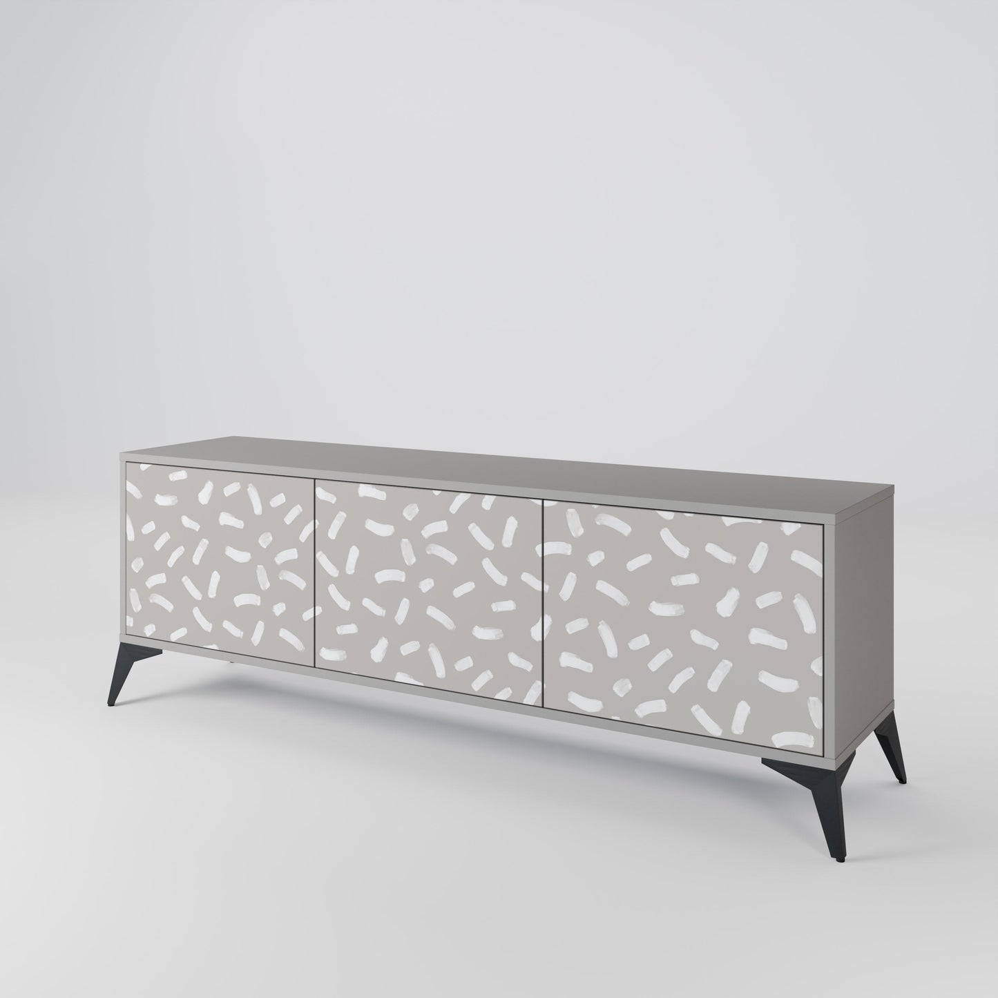 PASSING SECONDS 3-Door TV Stand in Grey Finish