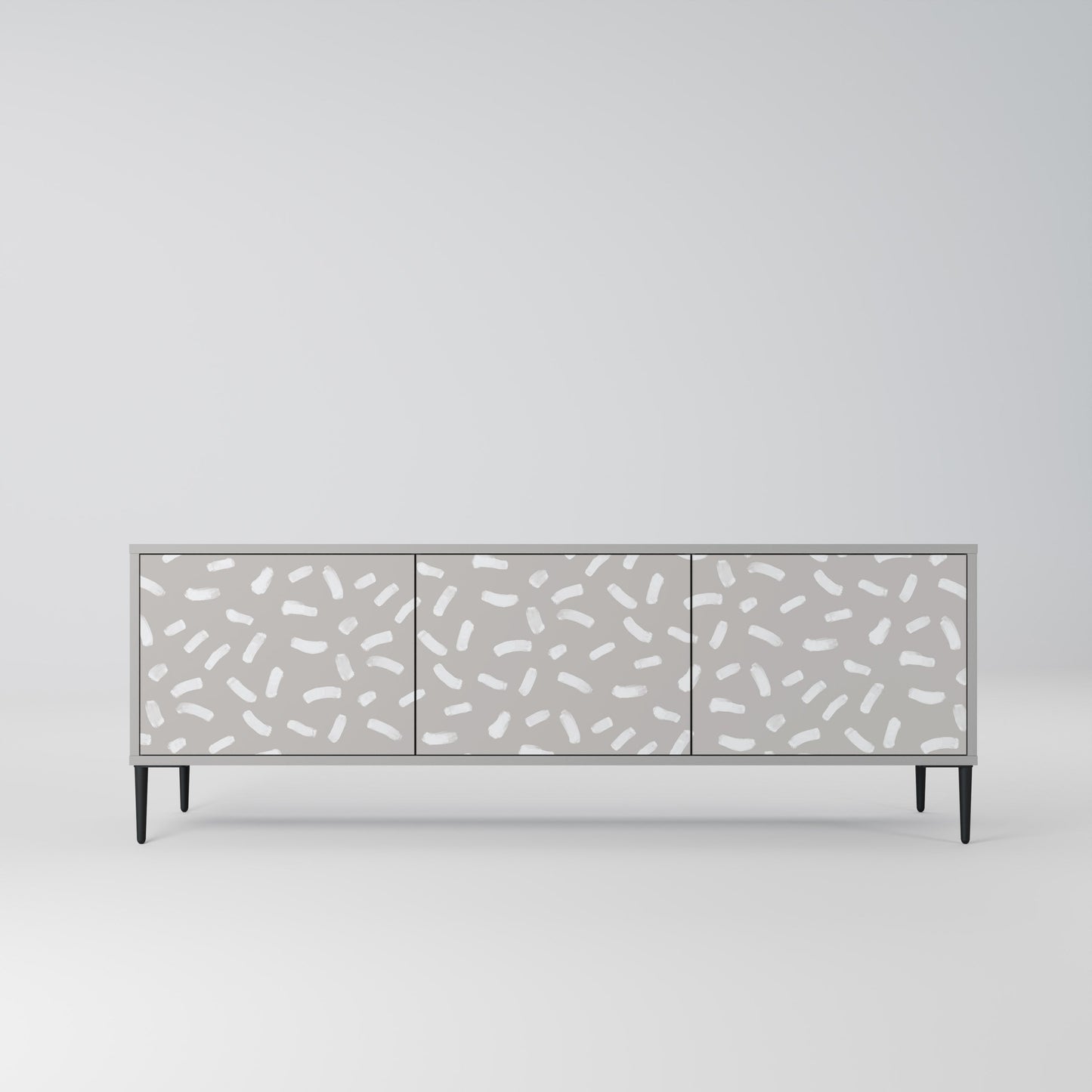 PASSING SECONDS 3-Door TV Stand in Grey Finish