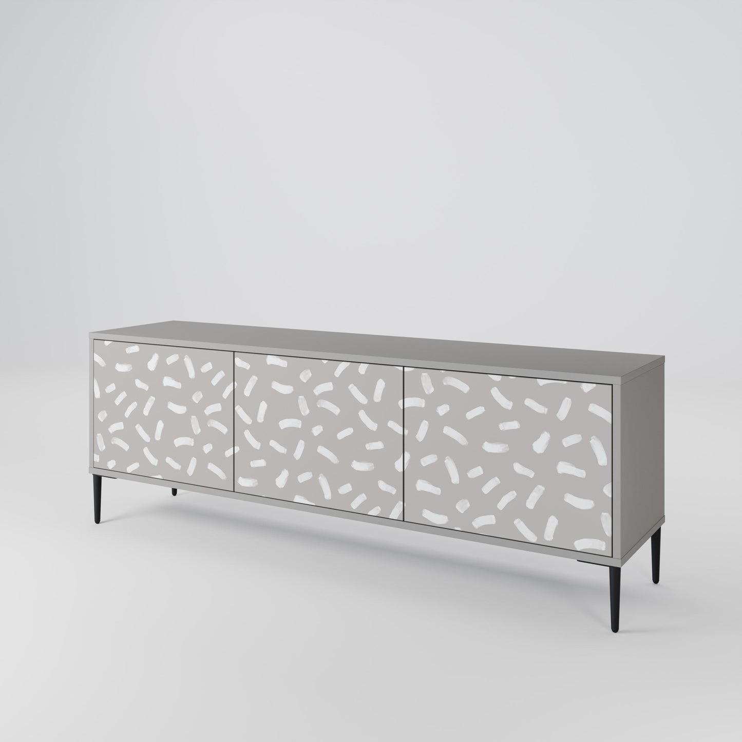 PASSING SECONDS 3-Door TV Stand in Grey Finish