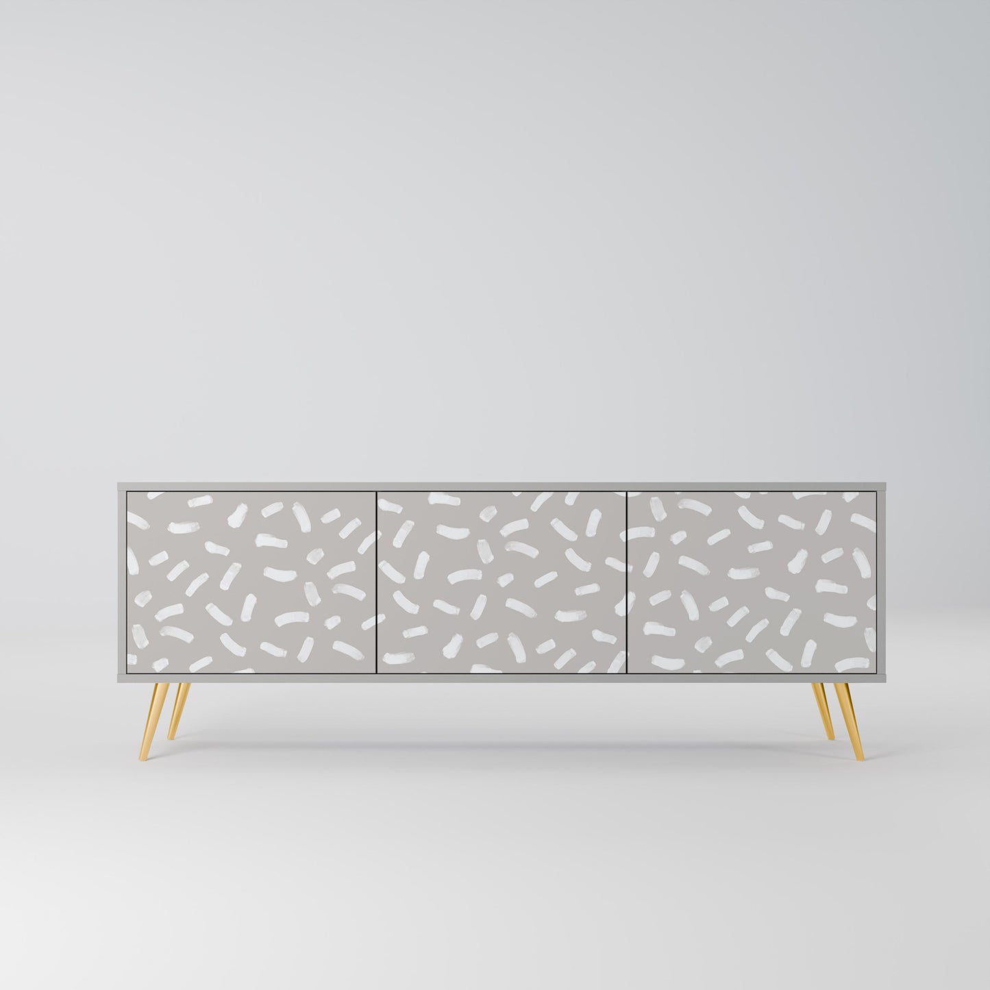 PASSING SECONDS 3-Door TV Stand in Grey Finish