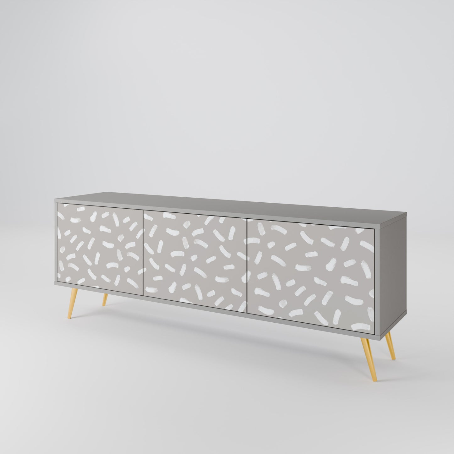 PASSING SECONDS 3-Door TV Stand in Grey Finish