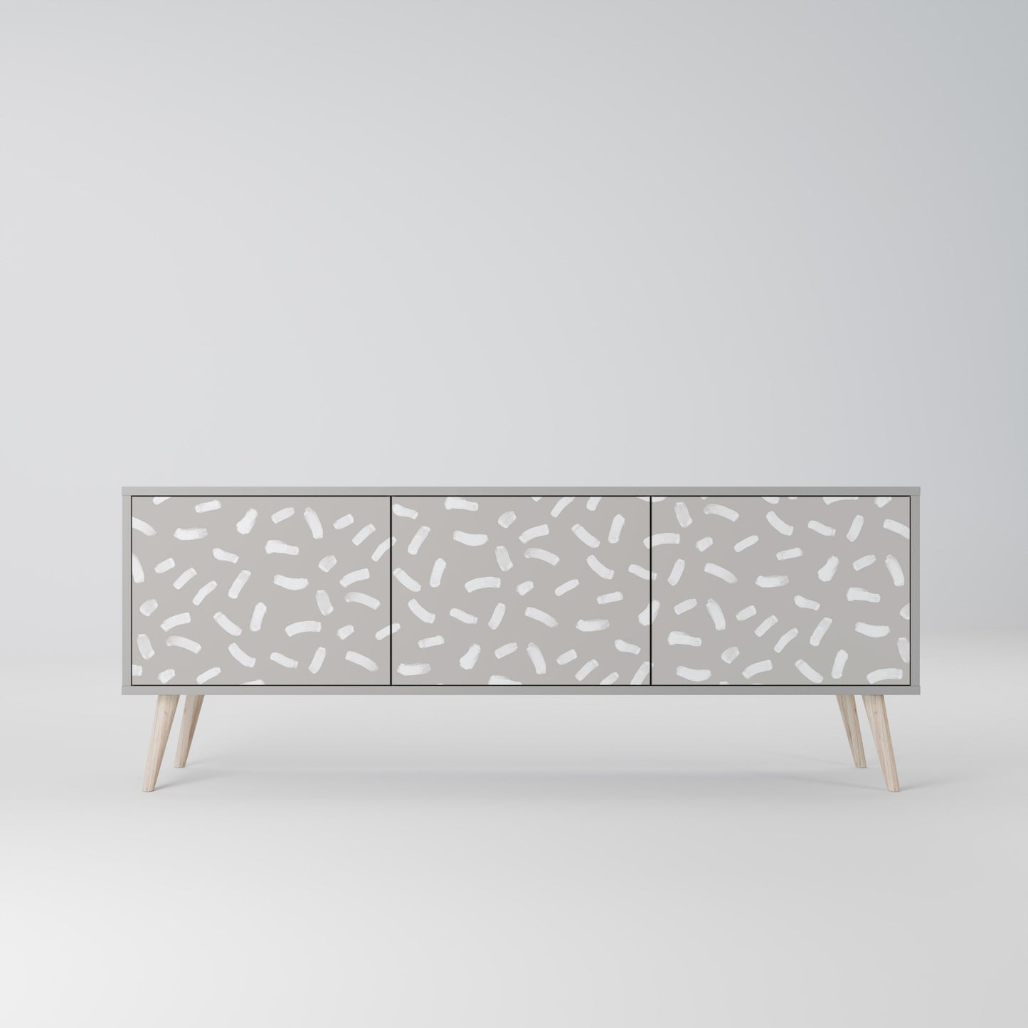 PASSING SECONDS 3-Door TV Stand in Grey Finish